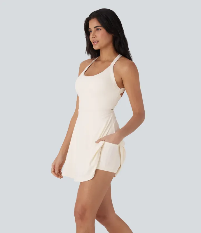 Halara Vestido Softlyzero™ Airy deportivo activo baile tacto fresco sin espalda retorcido - Edición Easy Peezy - Egret - XL sold by Halara