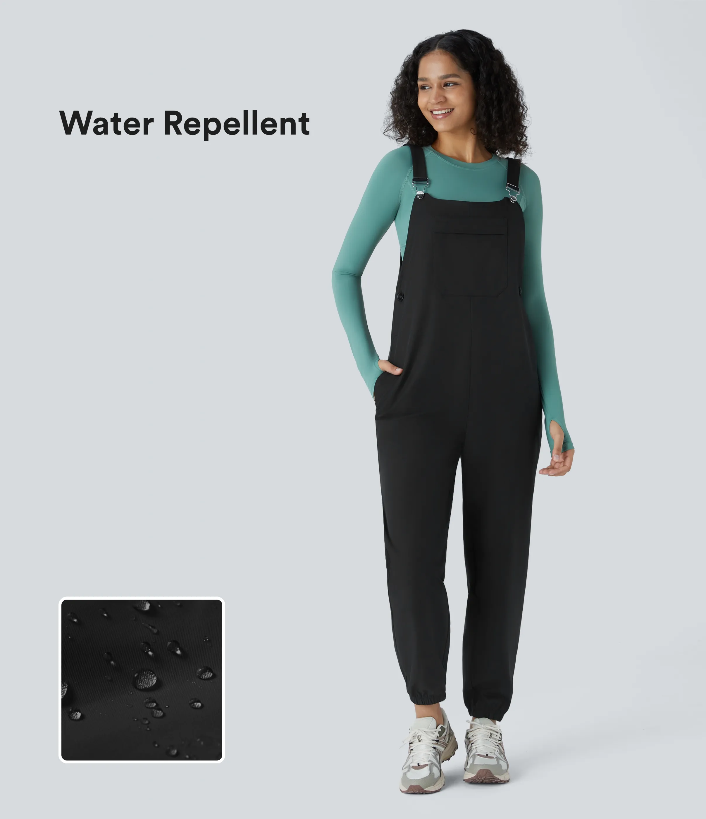 Halara Mono senderismo botón bolsillo múltiple correa ajustable resistente desgaste repelente agua - Black - XL(regular) sold by Halara