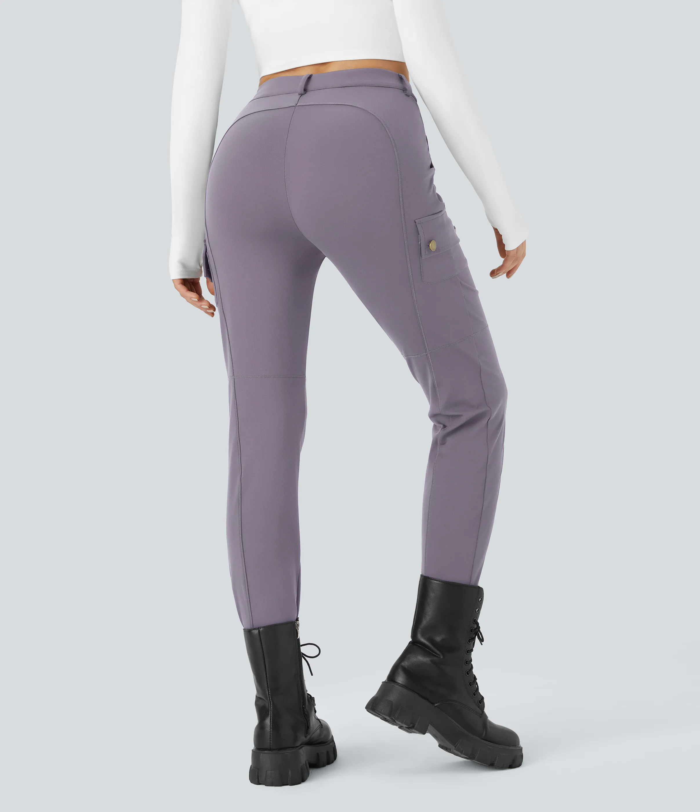 Halara Pantalón cargo ajustado tiro alto múltiple bolsillo cremallera botón - Purple Ash - XS(regular) sold by Halara product image thumbnail 4