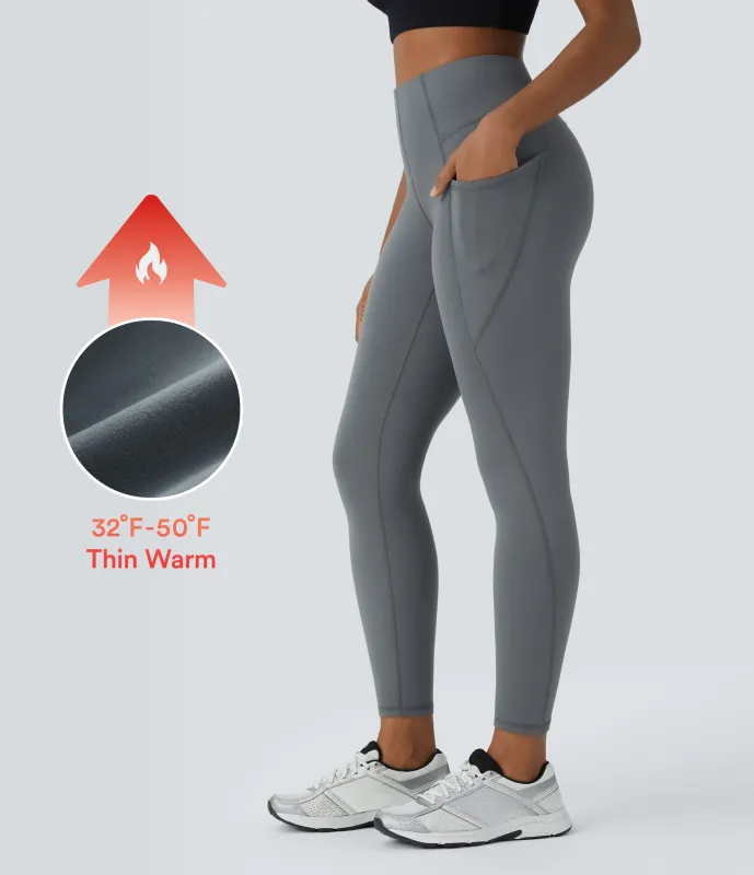 Halara Leggings térmico yoga tiro alto bolsillo lateral - Blue Tile Gray - XL(7/8) sold by Halara