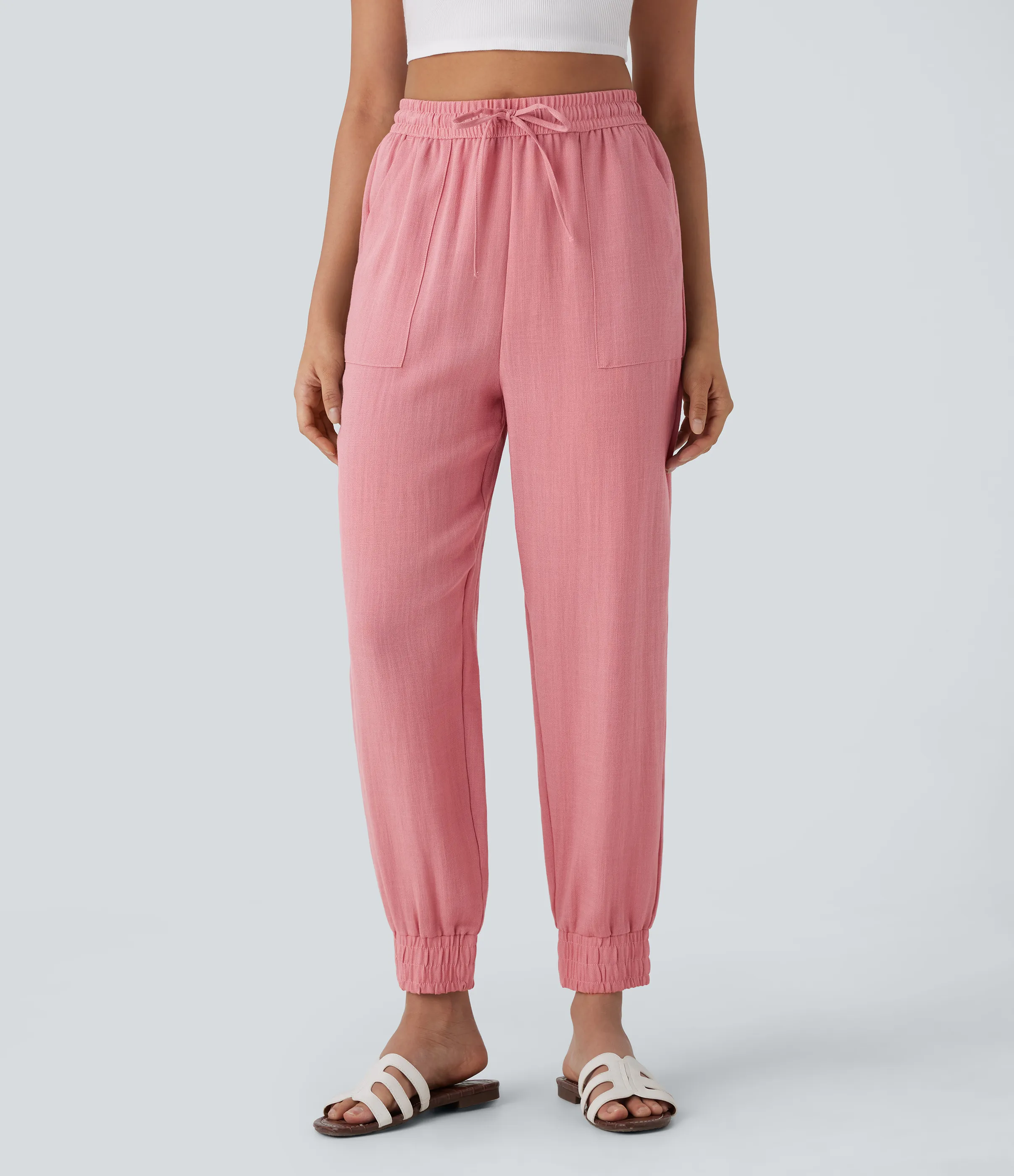 Halara Joggers lino bolsillo lateral cordón tiro alto - Rosette - XS(regular) sold by Halara product image thumbnail 2