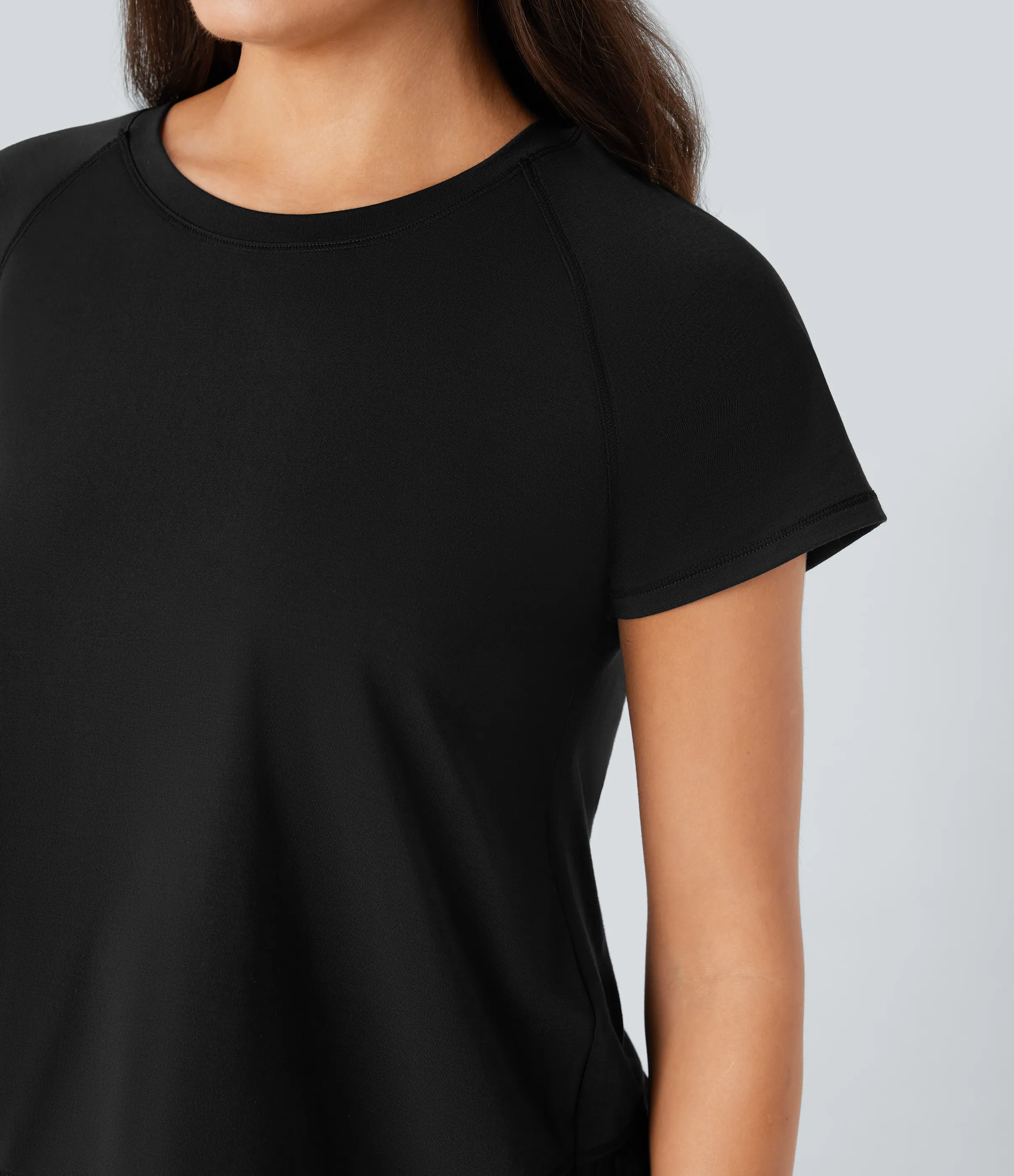 Halara Top deportivo correr manga raglán dobladillo cruzado - Black - L sold by Halara product image thumbnail 5