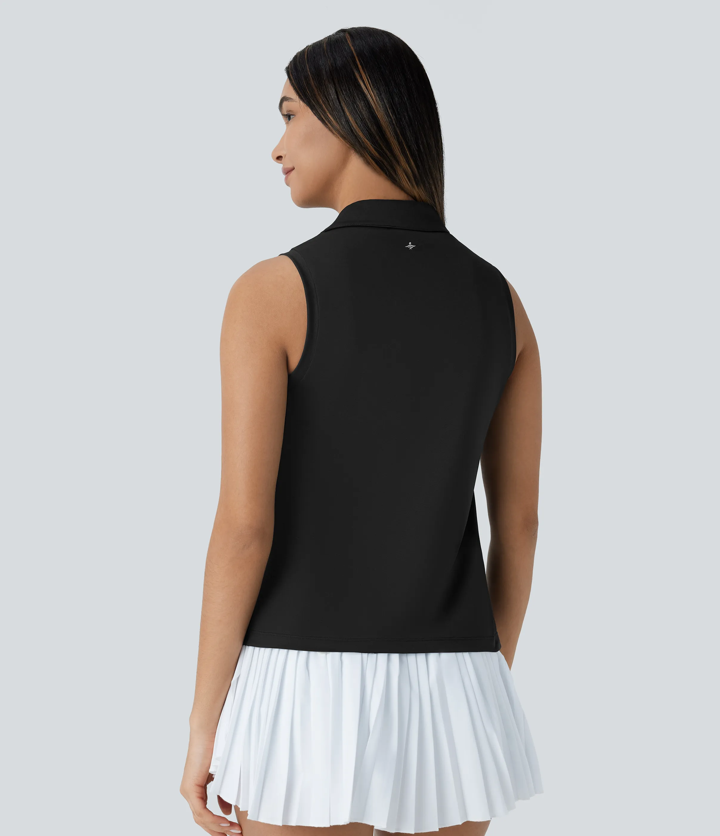 Halara Camiseta golf ligera sin mangas cuello polo dobladillo dividido - Black - XL sold by Halara product image thumbnail 3