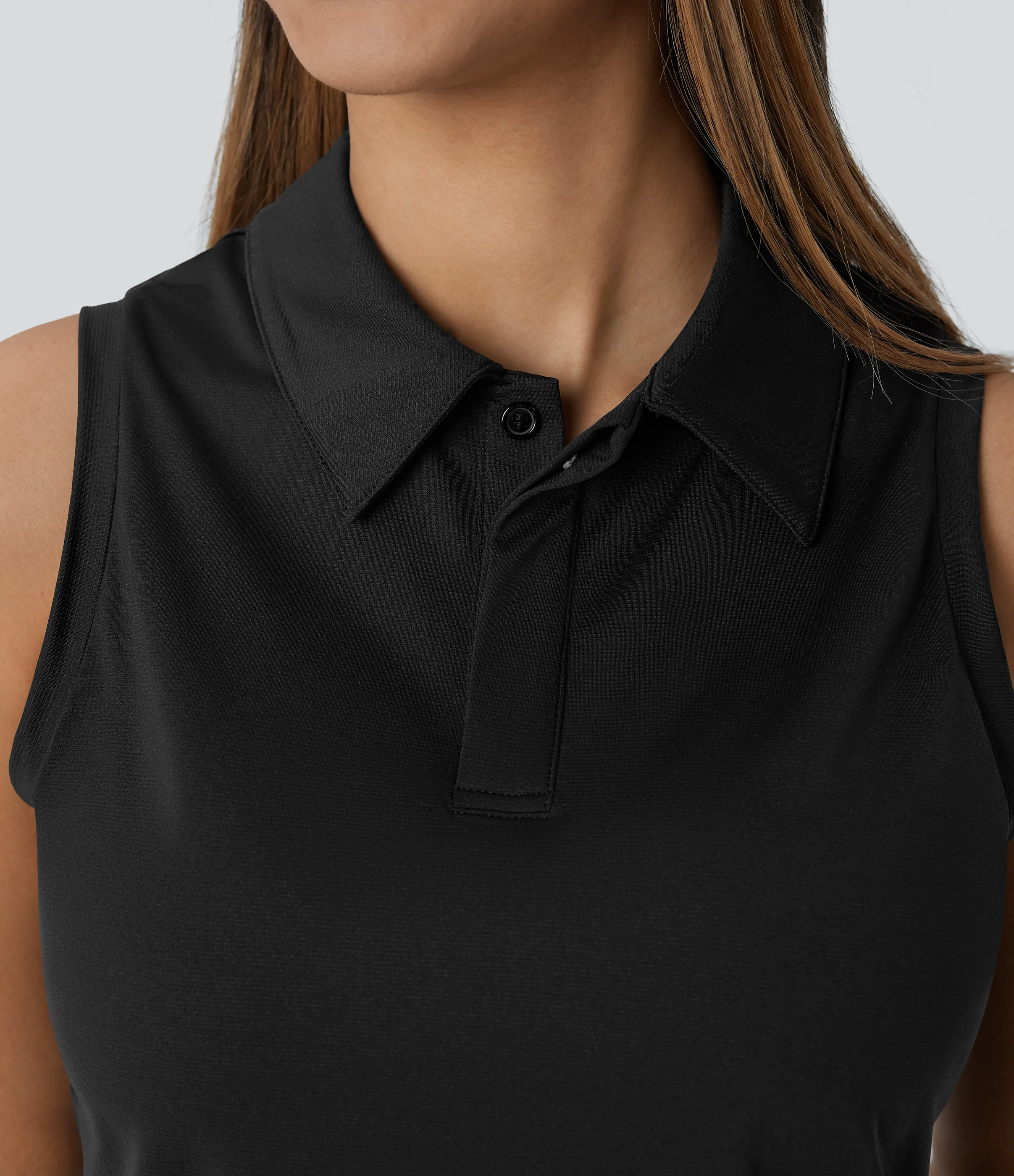 Halara Camiseta golf ligera sin mangas cuello polo dobladillo dividido - Black - XL sold by Halara product image thumbnail 5