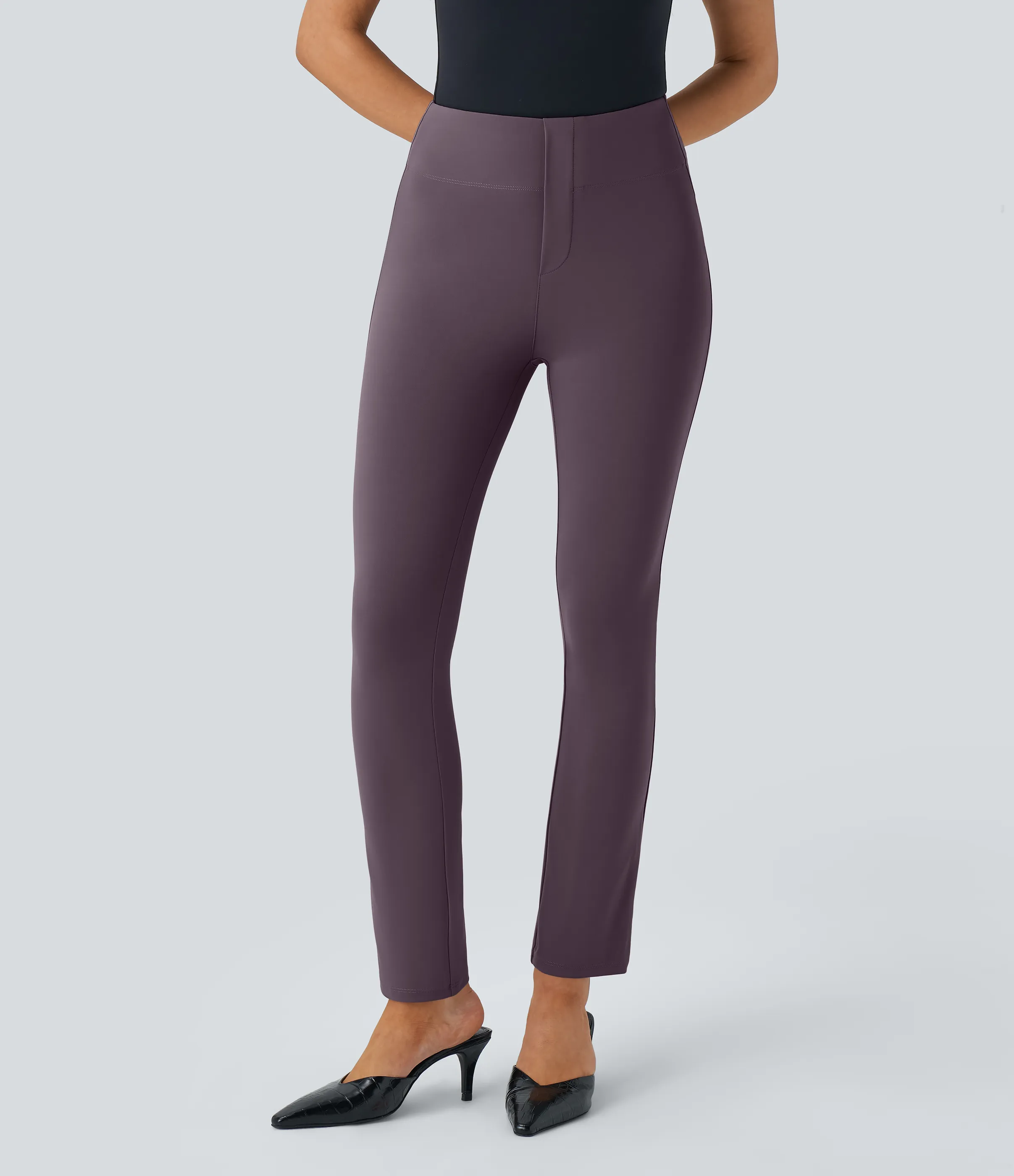 Halara Pantalón Halara Flex™ oficina ajustado tiro alto bolsillo lateral posterior - Night's Purple - S(7/8) sold by Halara product image thumbnail 4