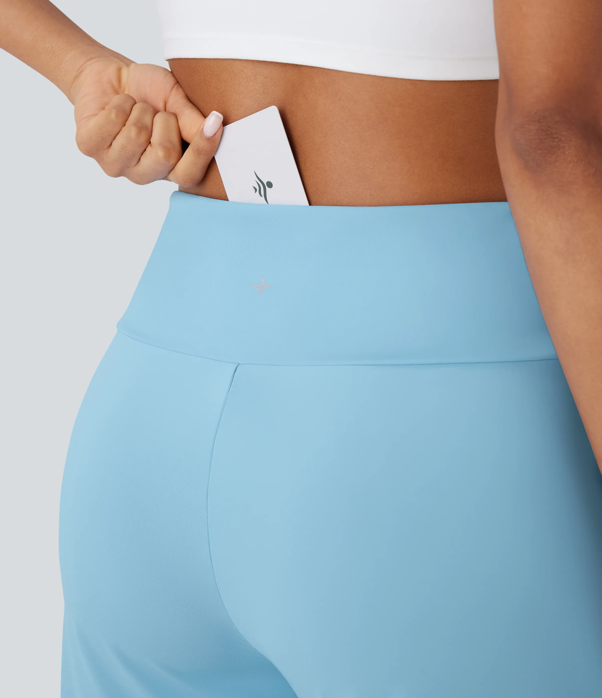 Halara Pantalones capri de yoga UPF 50+ de tiro alto cruzado con bolsillos y tacto fresco - Sky Blue - S(regular) sold by Halara product image thumbnail 5