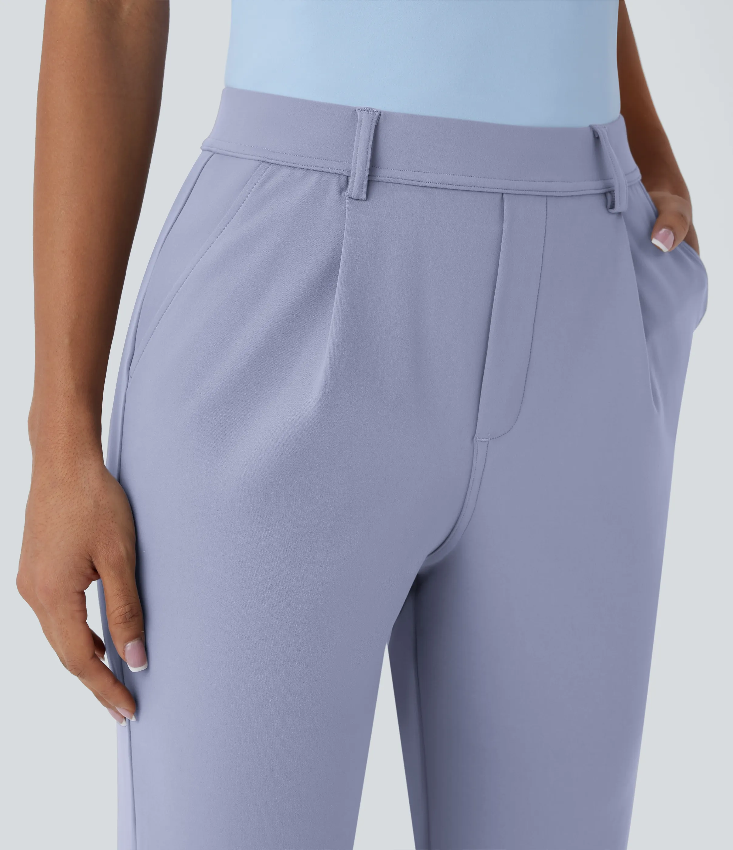 Halara Pantalón oficina tiro alto ajustado tobillo bolsillo lateral - Icelandic Blue - L(regular) sold by Halara product image thumbnail 5