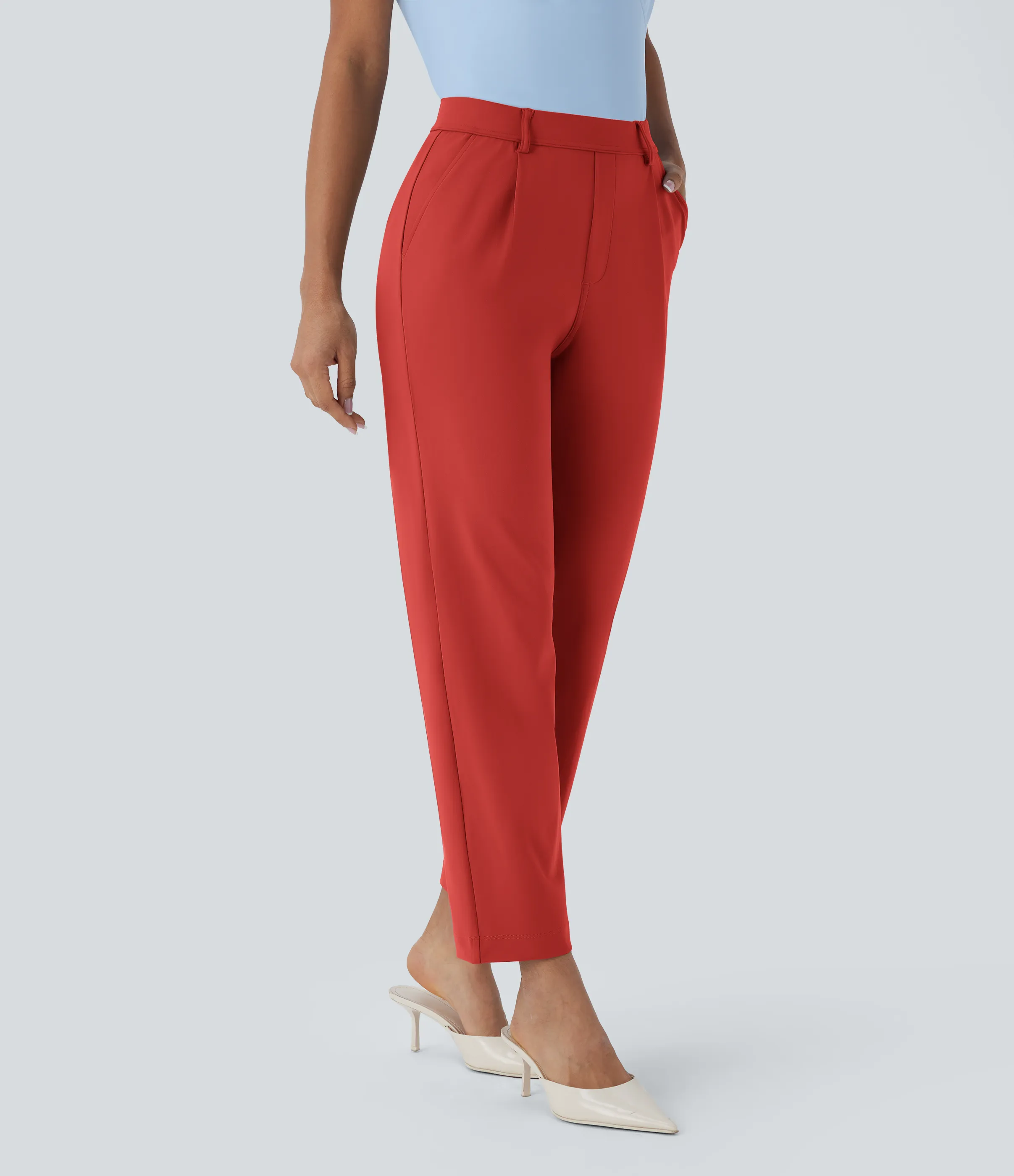 Halara Pantalón oficina tiro alto ajustado tobillo bolsillo lateral - Valiant Poppy - S(regular) sold by Halara product image thumbnail 4
