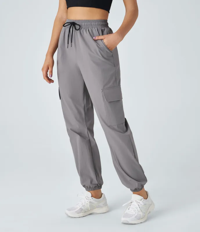 Halara Joggers cargo bolsillo lateral cordón tiro medio - Mourning Dove - XS sold by Halara