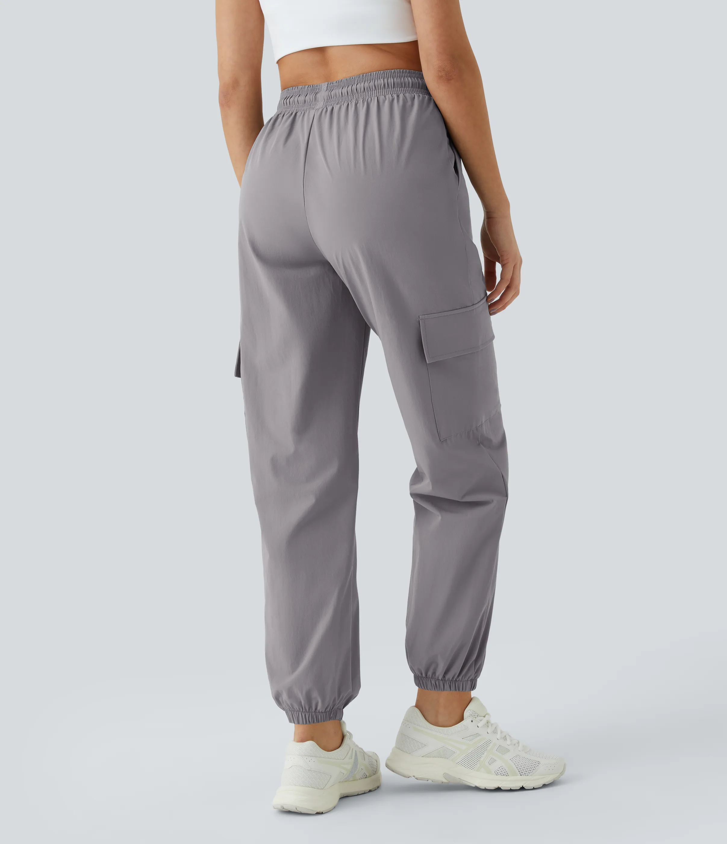 Halara Joggers cargo bolsillo lateral cordón tiro medio - Mourning Dove - XS sold by Halara product image thumbnail 3