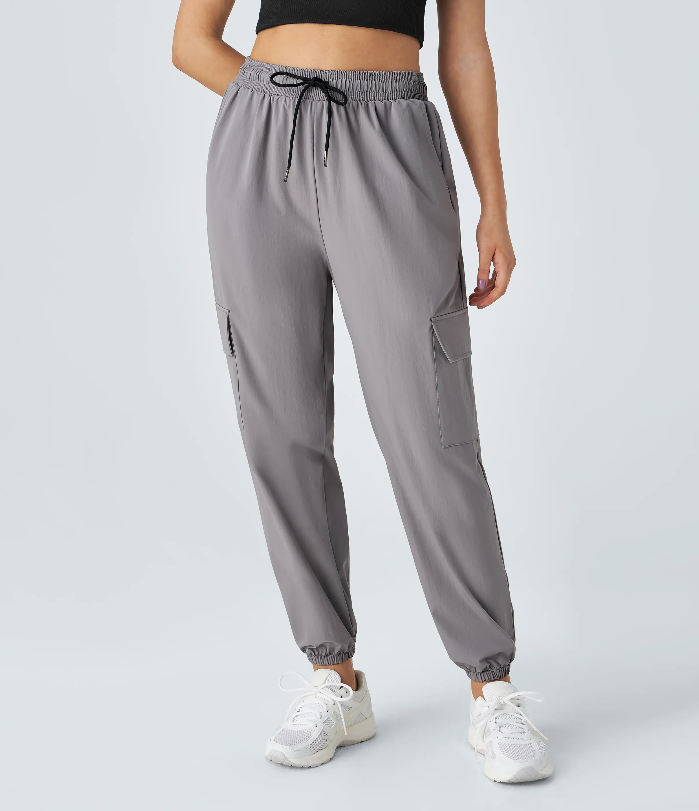 Halara Joggers cargo bolsillo lateral cordón tiro medio - Mourning Dove - XS sold by Halara product image thumbnail 4