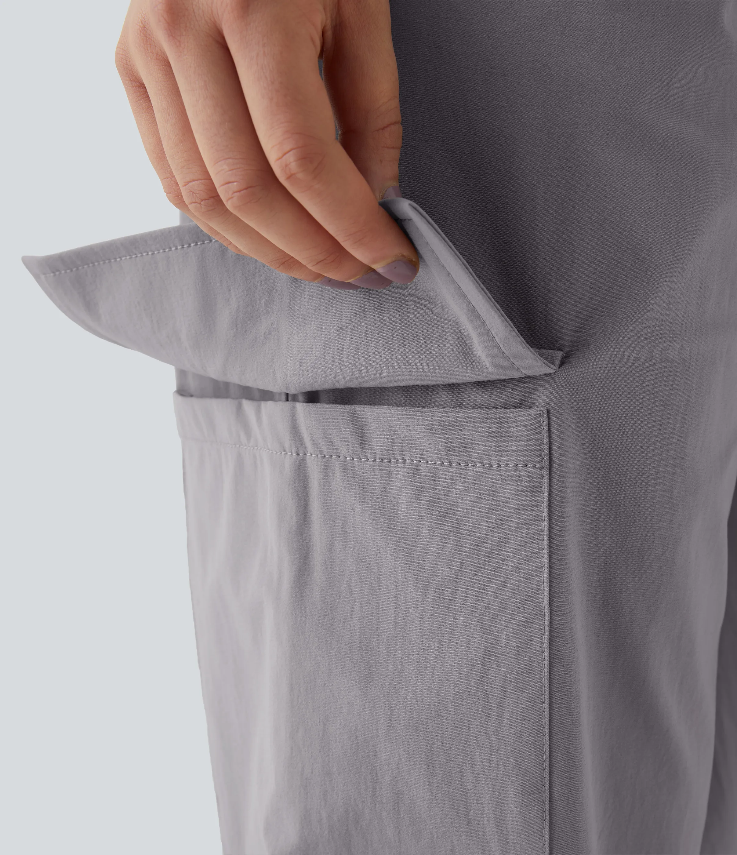 Halara Joggers cargo bolsillo lateral cordón tiro medio - Mourning Dove - XS sold by Halara product image thumbnail 5