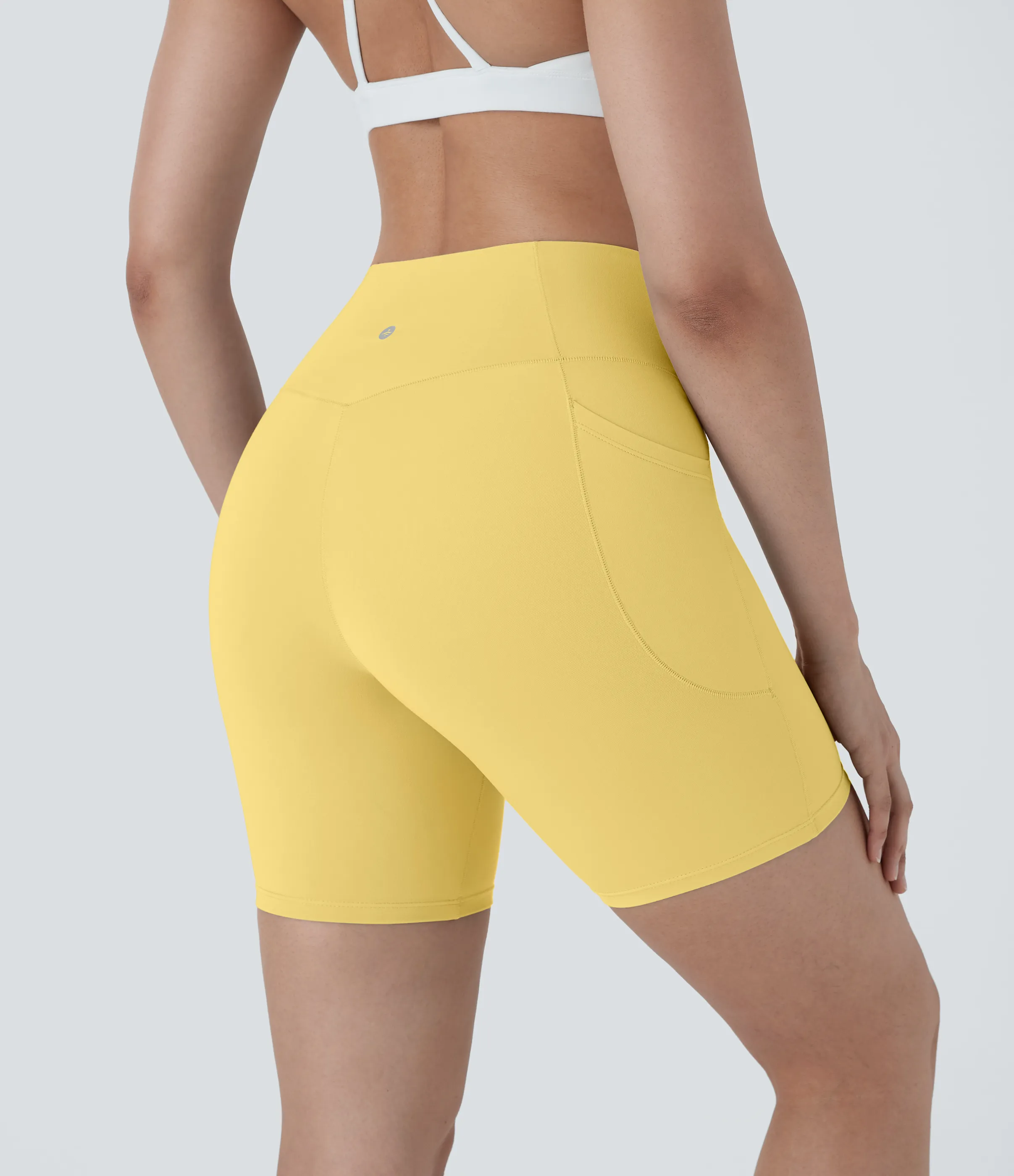 Halara Pantalón corto Softlyzero™ ciclista yoga bolsillo lateral cruzado tiro alto 17.5cm - Lemon Meringue - S sold by Halara product image thumbnail 3