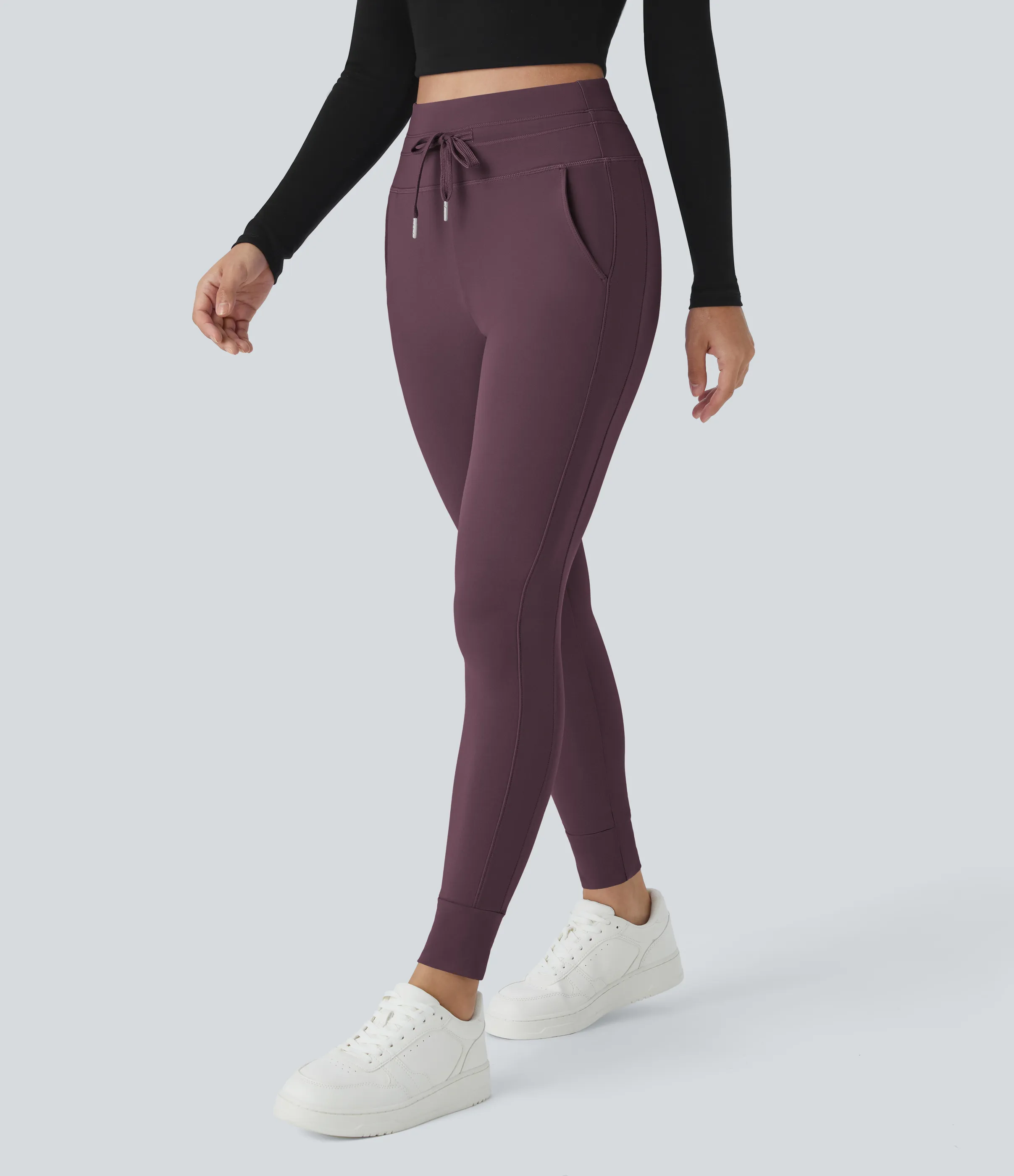 Halara Joggers Softlyzero™ Plush liso largo completo bolsillo lateral cordón tiro alto - Dusky Evening purple - L(regular) sold by Halara product image thumbnail 4