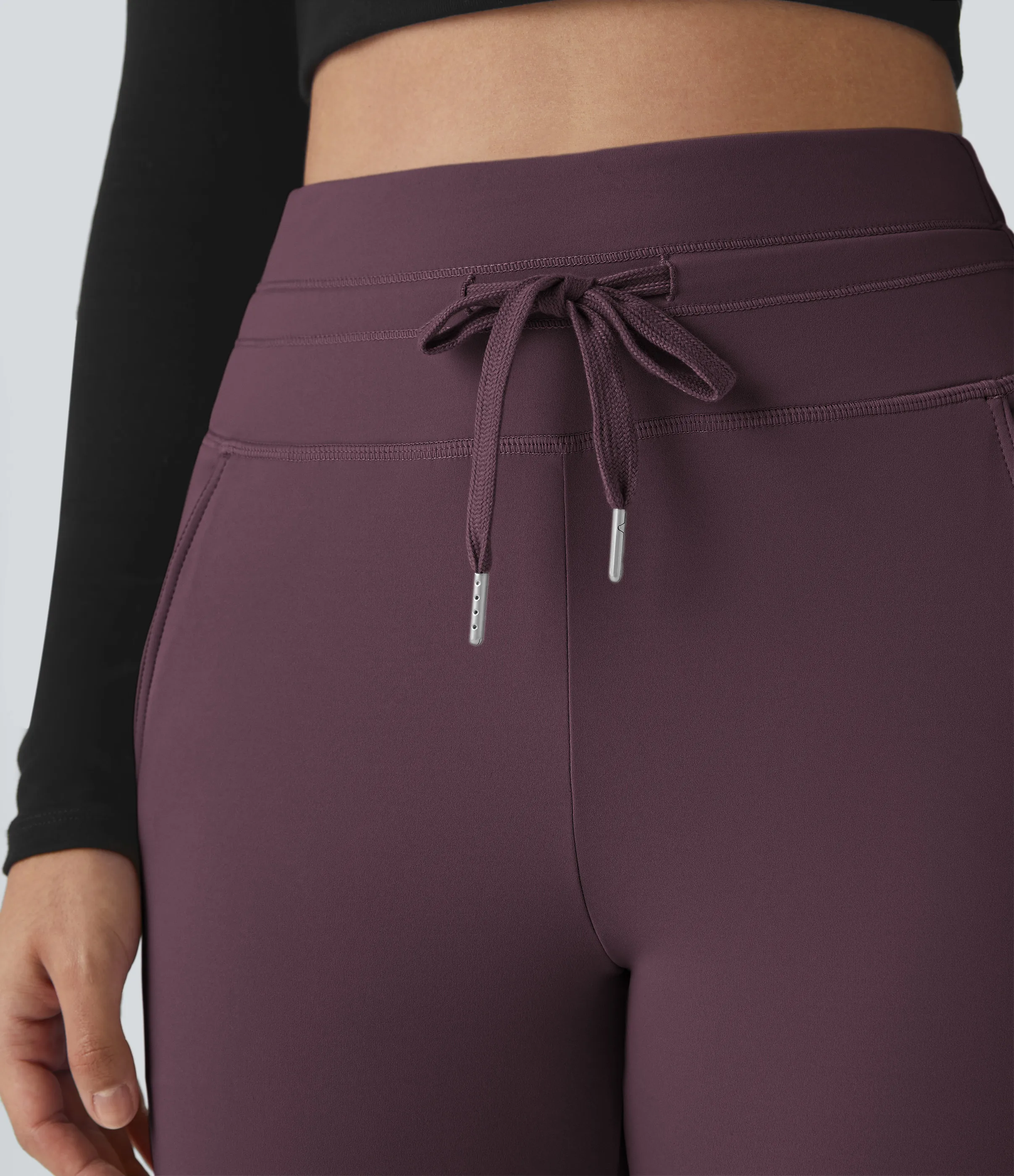 Halara Joggers Softlyzero™ Plush liso largo completo bolsillo lateral cordón tiro alto - Dusky Evening purple - L(regular) sold by Halara product image thumbnail 5