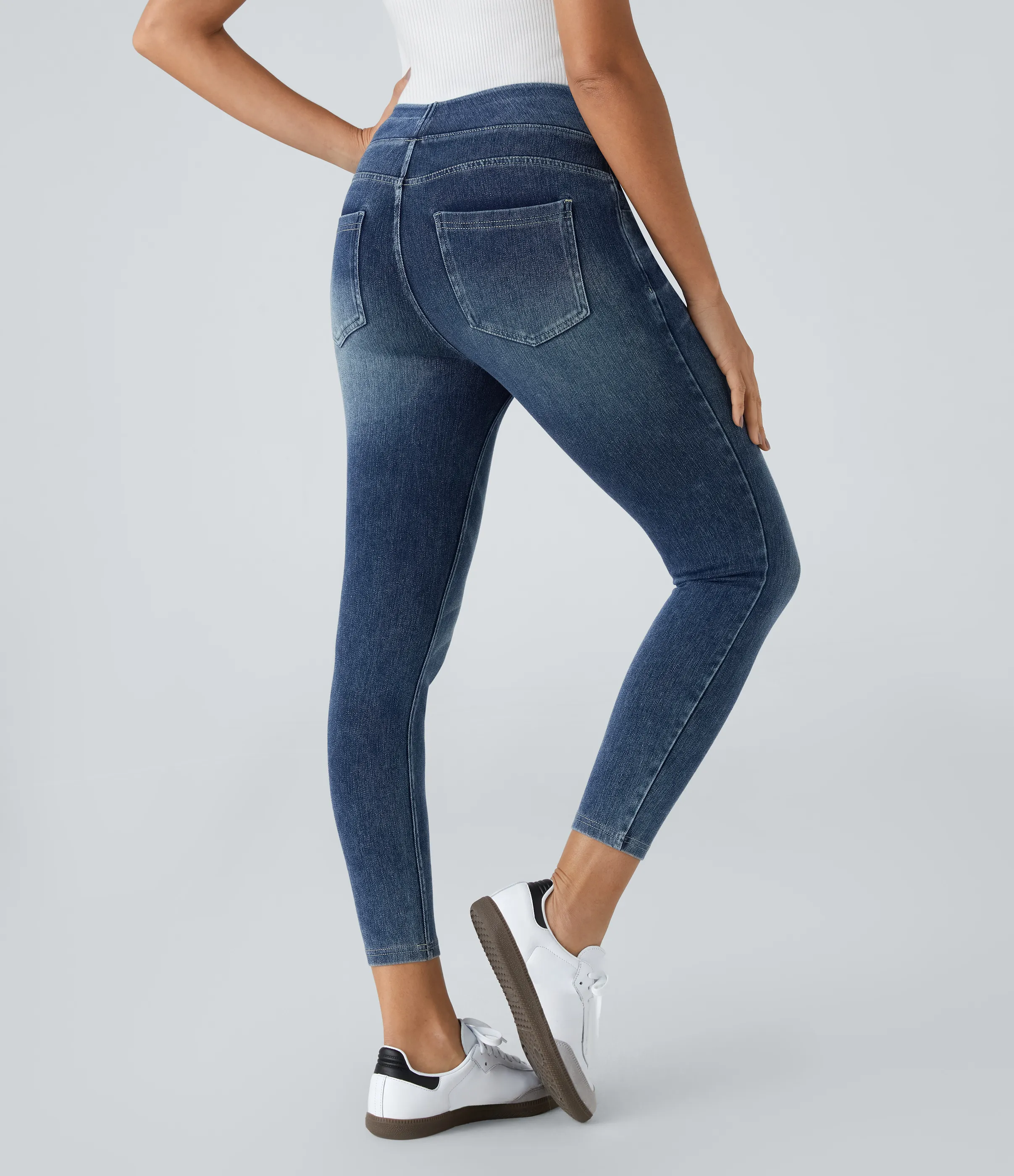 Halara Leggings Halara Flex™ Denim mezclilla elástico bolsillo trasero tiro alto - Royal Blue Denim - S(7/8) sold by Halara product image thumbnail 3
