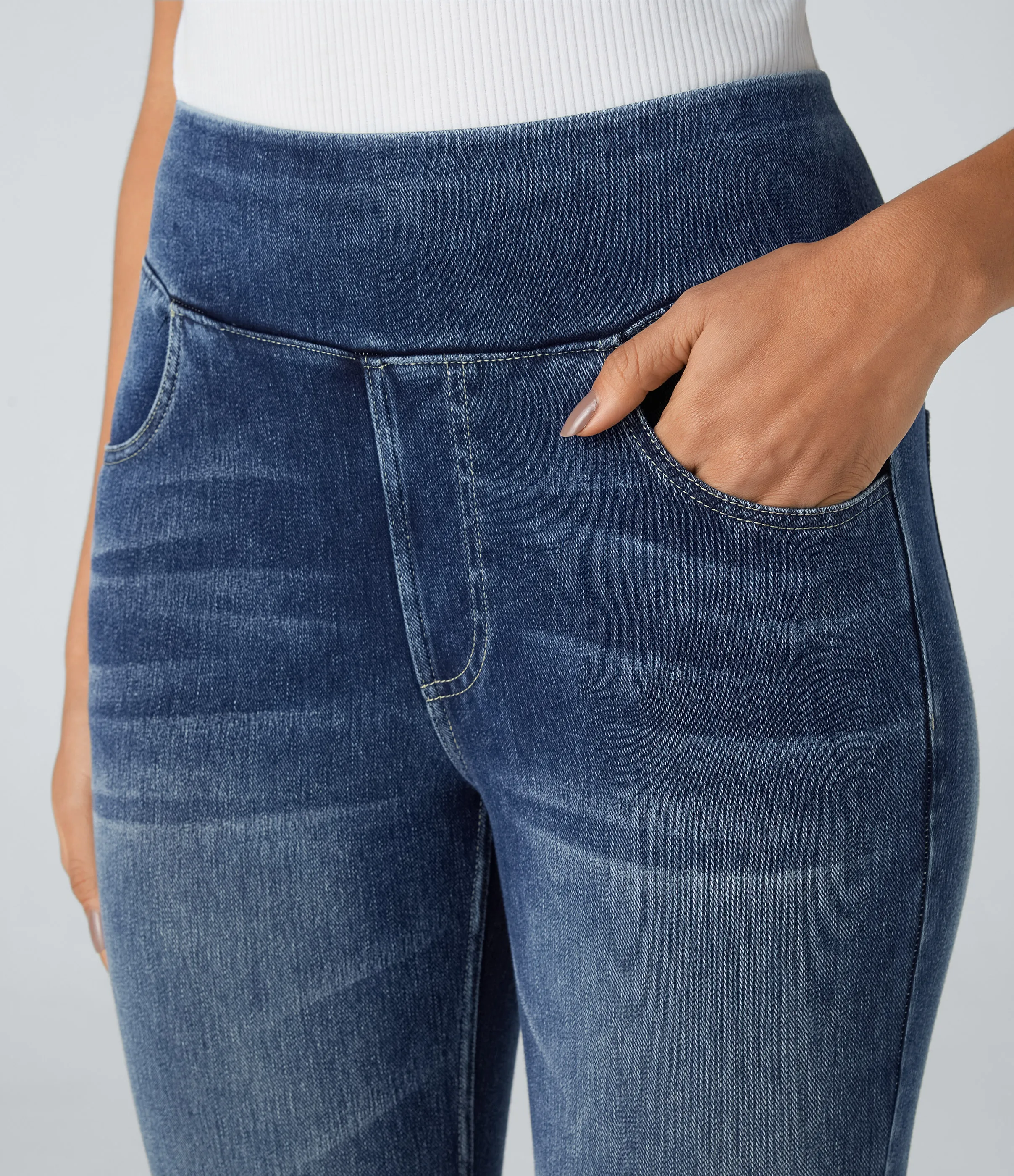Halara Leggings Halara Flex™ Denim mezclilla elástico bolsillo trasero tiro alto - Royal Blue Denim - S(7/8) sold by Halara product image thumbnail 5