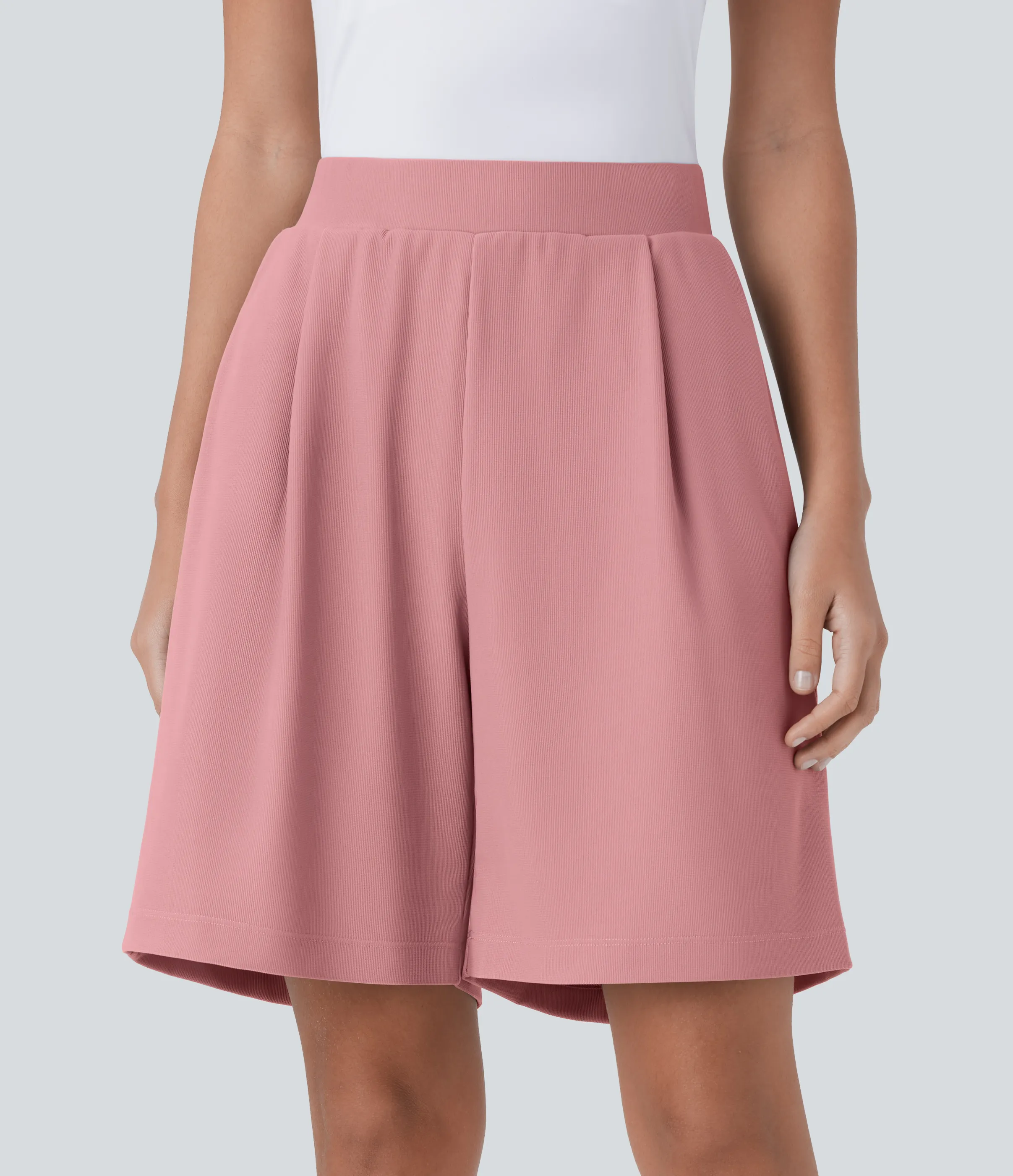 Halara Pantalón corto oficina tiro alto efecto moldeador bolsillo lateral adelgazan cintura - Rose Tan - XS sold by Halara product image thumbnail 4