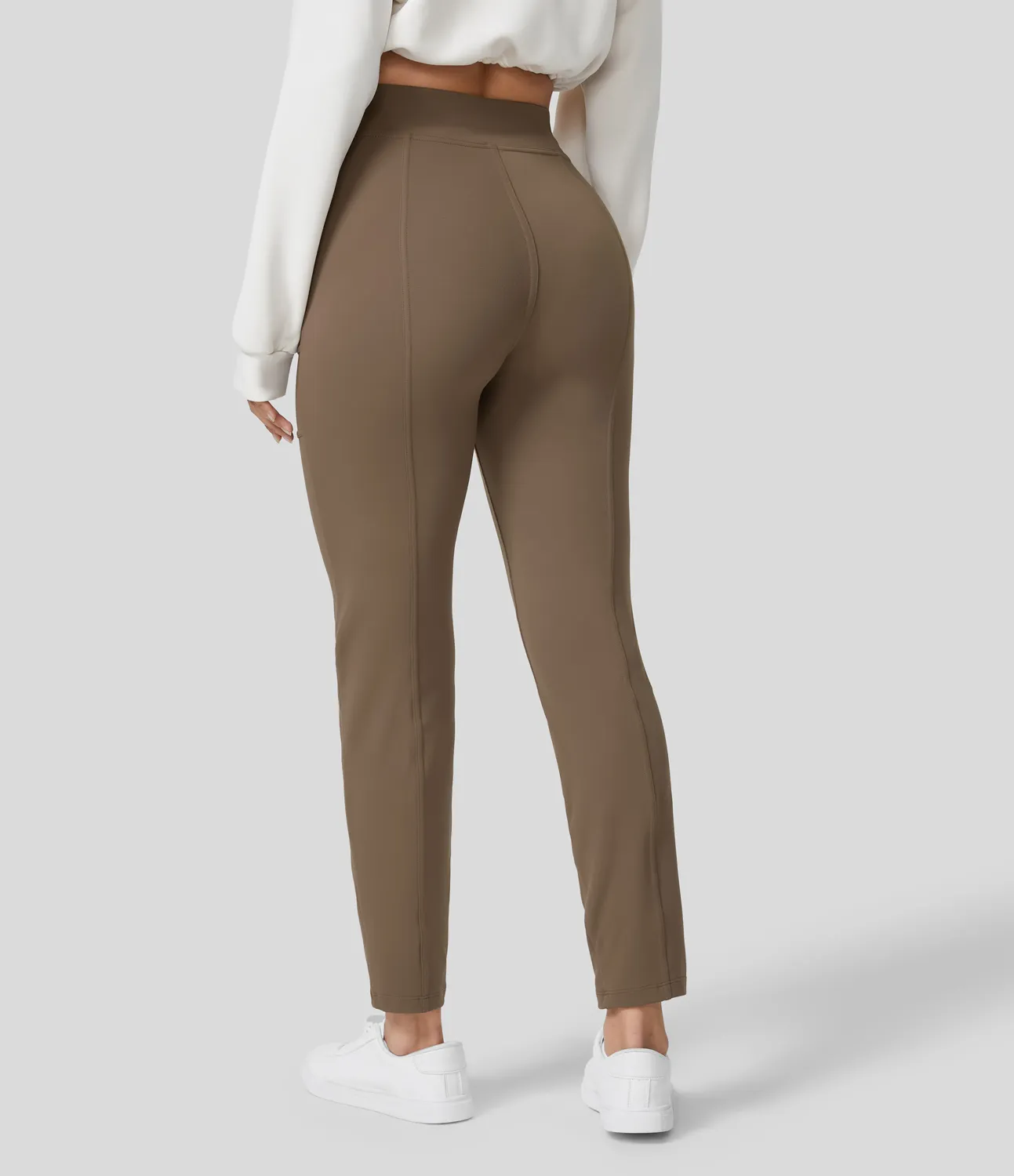 Halara Pantalón ajustado cremallera múltiple bolsillo tiro alto - Teak - M(petite) sold by Halara product image thumbnail 3