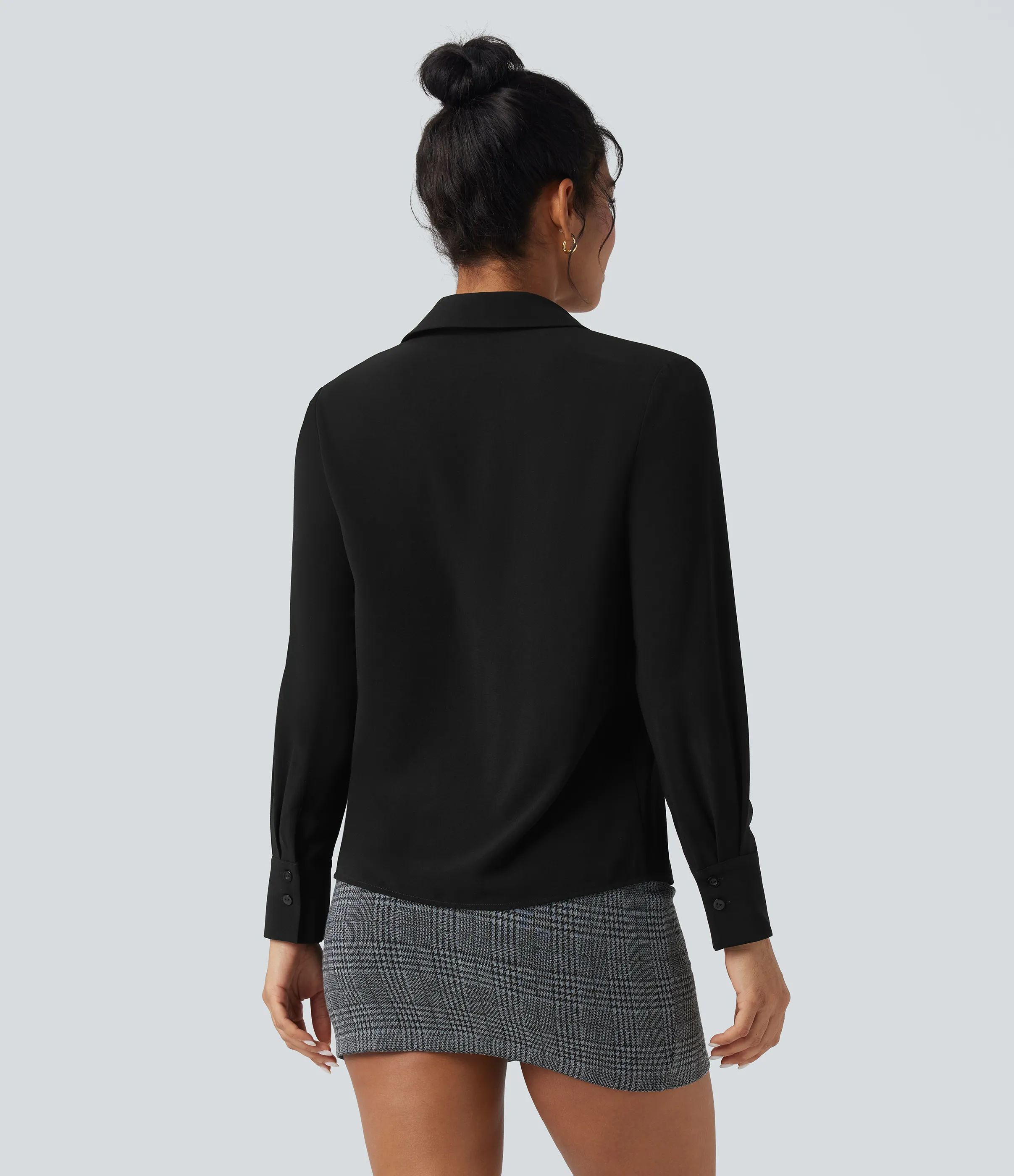 Halara Camisa de oficina de gasa de manga larga con cuello en V antiarrugas - Black - XL sold by Halara product image thumbnail 3