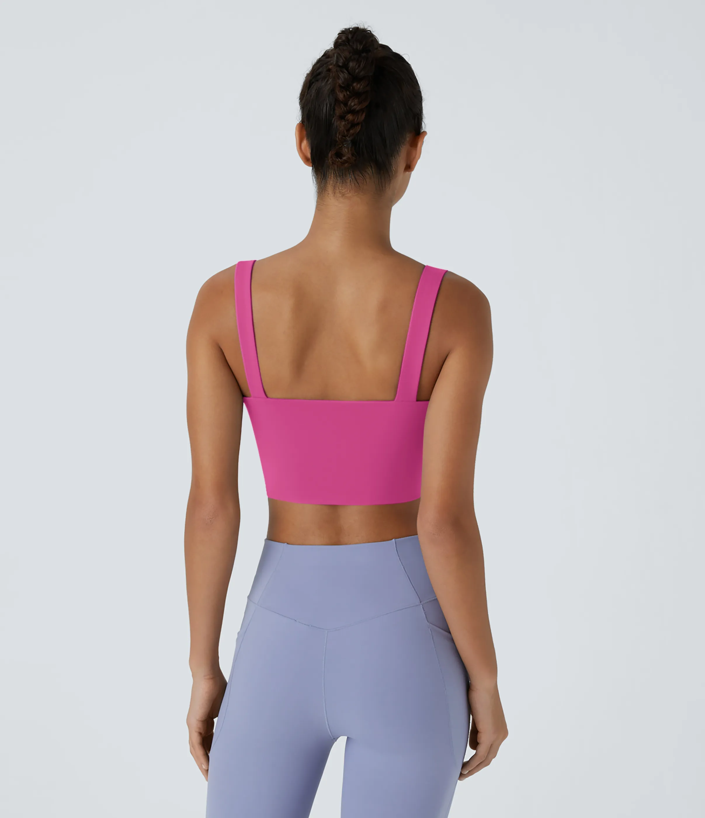 Halara Brasier deportivo de yoga SoftlyZero™ Airy de sujeción baja con abertura y tacto fresco-UPF51+ en copas D-F - Fuchsia Fedora - L sold by Halara product image thumbnail 3