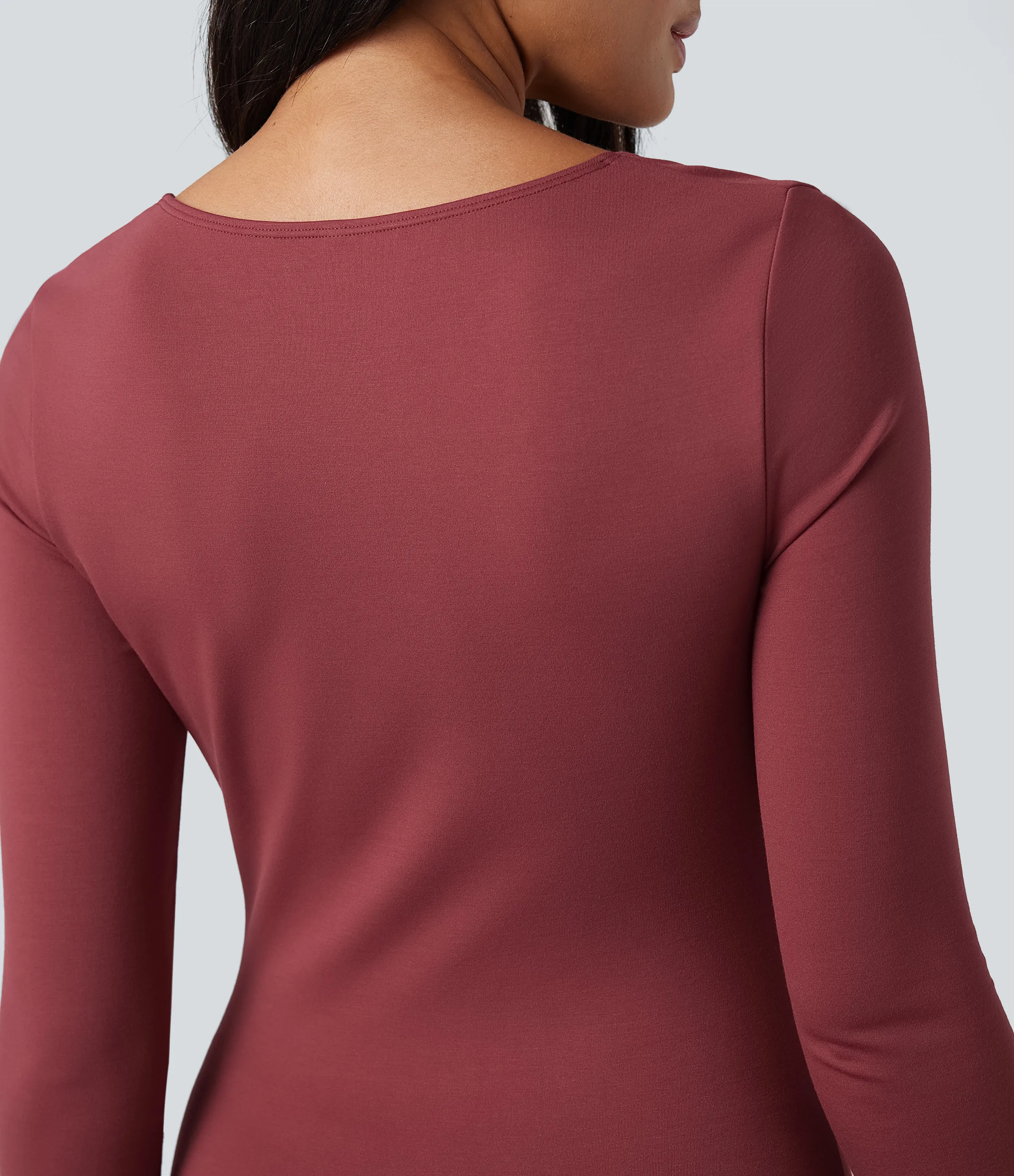 Halara Vestido maxi casual de manga larga con cuello en V - Burnt Russet - XS sold by Halara product image thumbnail 5