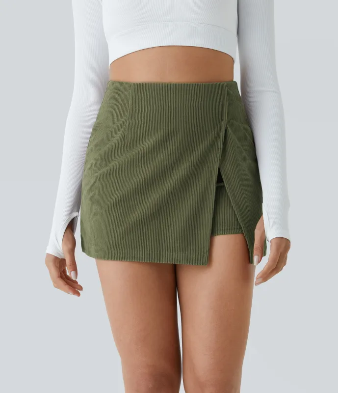 Halara Falda pana 2 en 1 tiro alto cremallera espalda dobladillo dividido - Hazel Mist Green - S(regular) sold by Halara