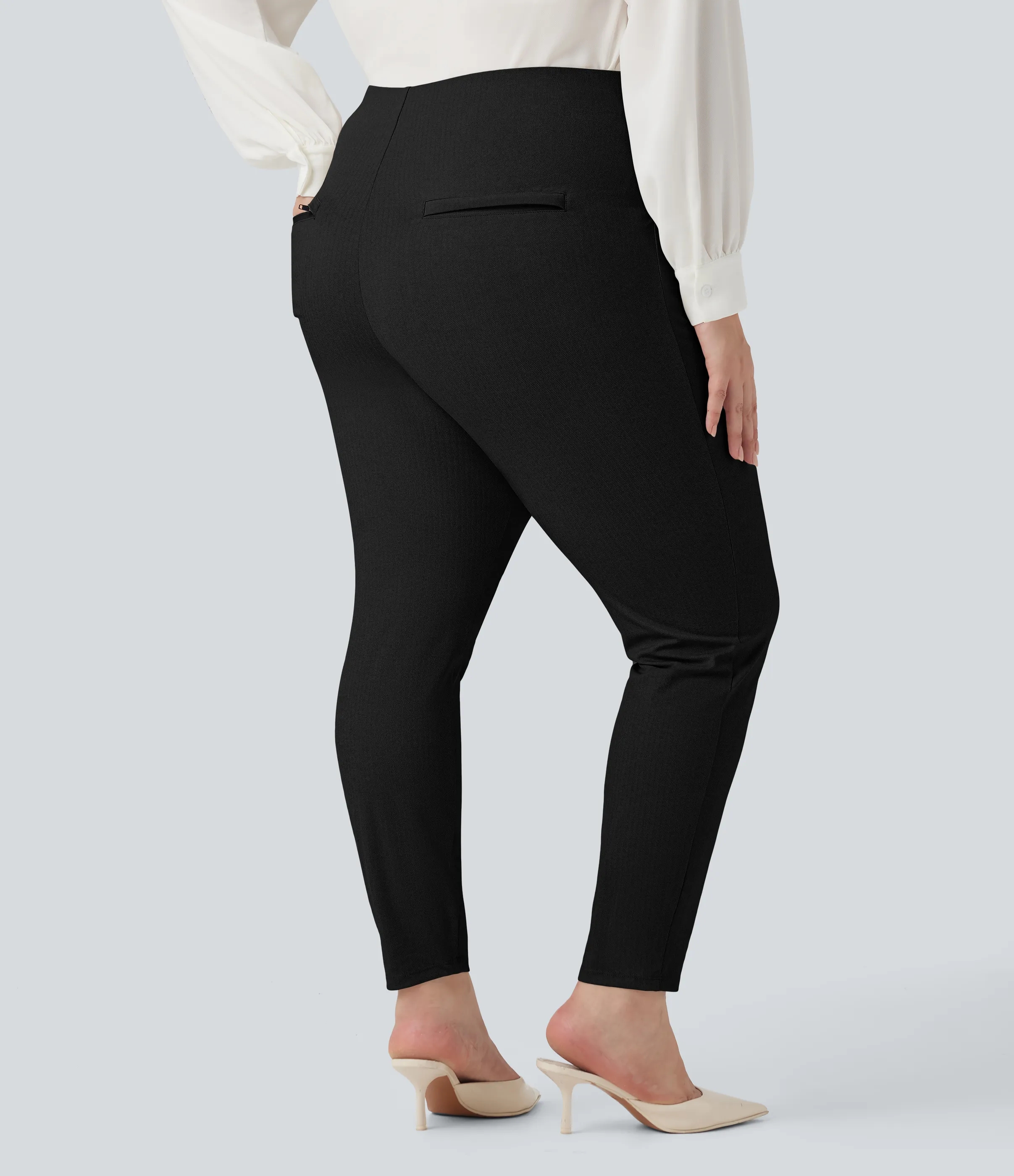 Halara Leggings de oficina con diseño de espiga y tiro alto con control de abdomen y bolsillosen talla grande - Black - 3X(7/8) sold by Halara product image thumbnail 3