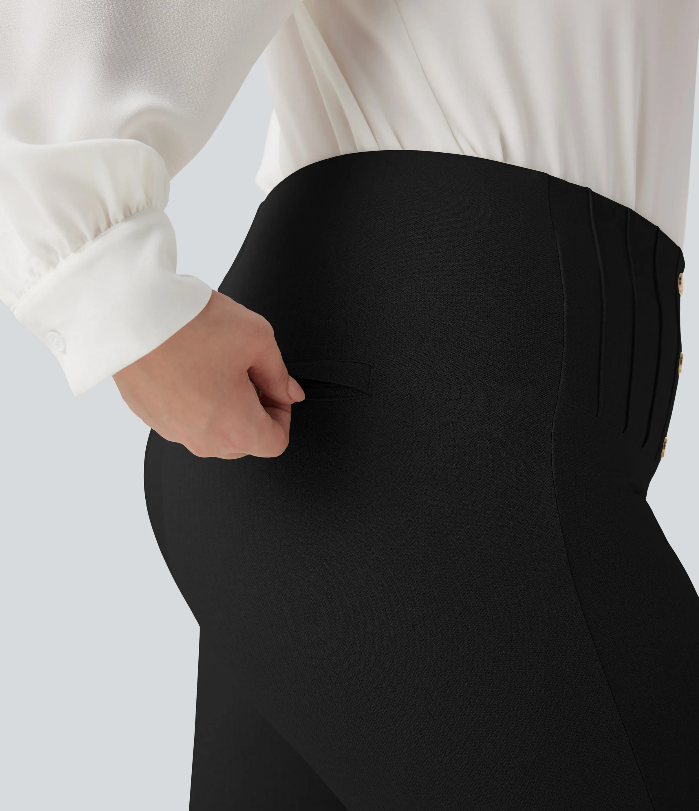 Halara Leggings de oficina con diseño de espiga y tiro alto con control de abdomen y bolsillosen talla grande - Black - 3X(7/8) sold by Halara product image thumbnail 5