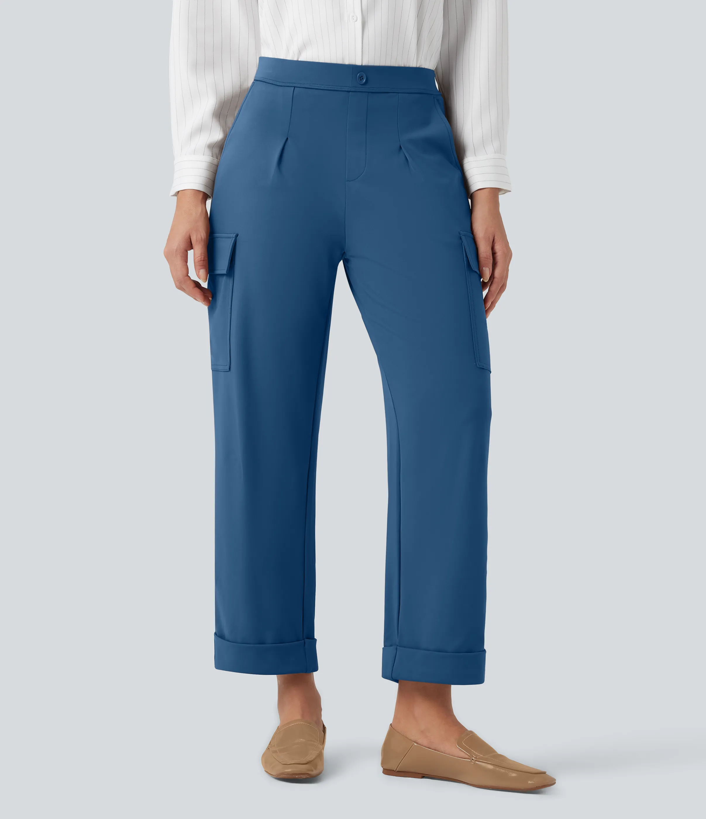 Halara Pantalones cargo rectos de oficina de tiro medio con bolsillos - Midnight Blue - XS(regular) sold by Halara product image thumbnail 2