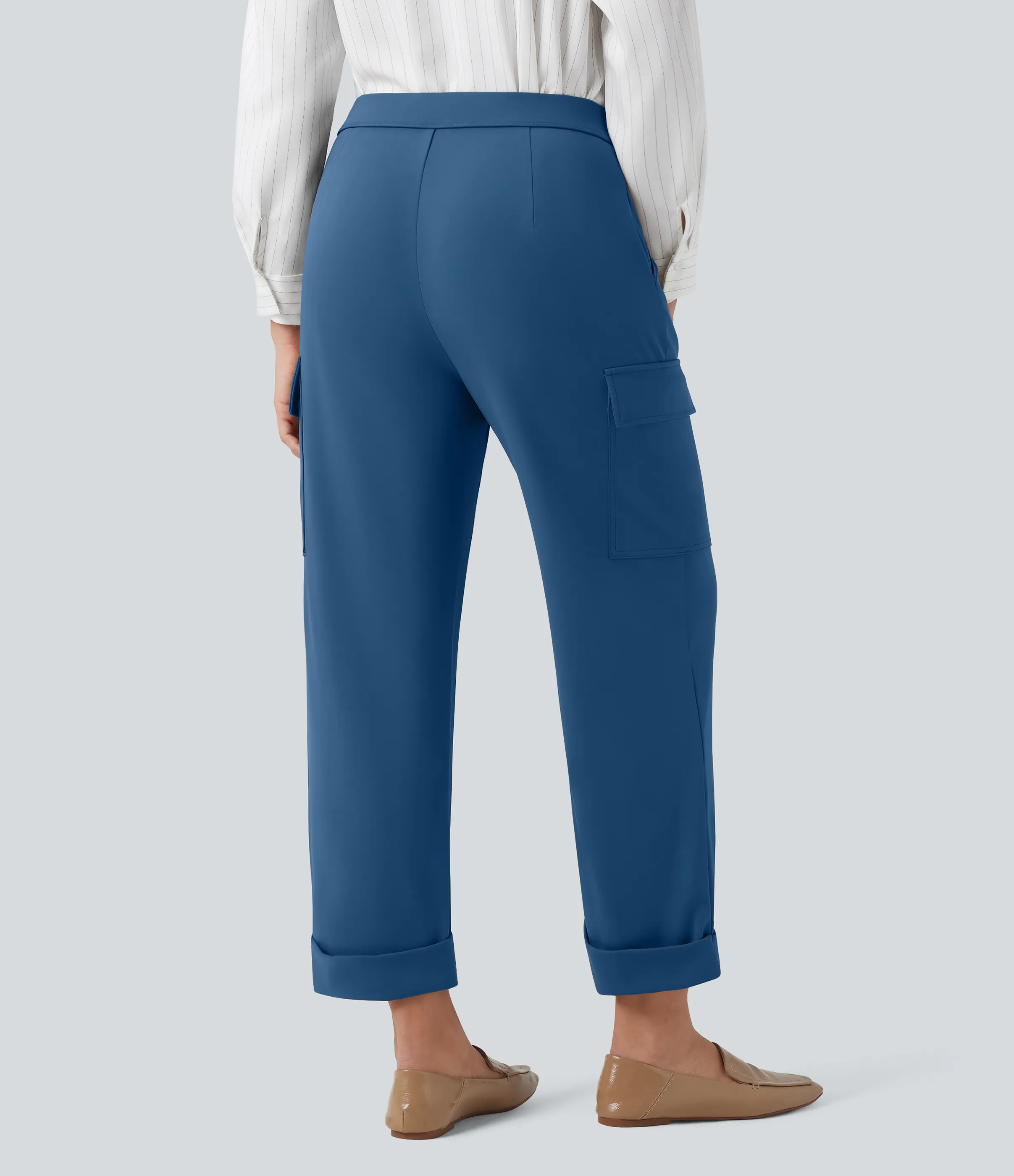 Halara Pantalones cargo rectos de oficina de tiro medio con bolsillos - Midnight Blue - XS(regular) sold by Halara product image thumbnail 3