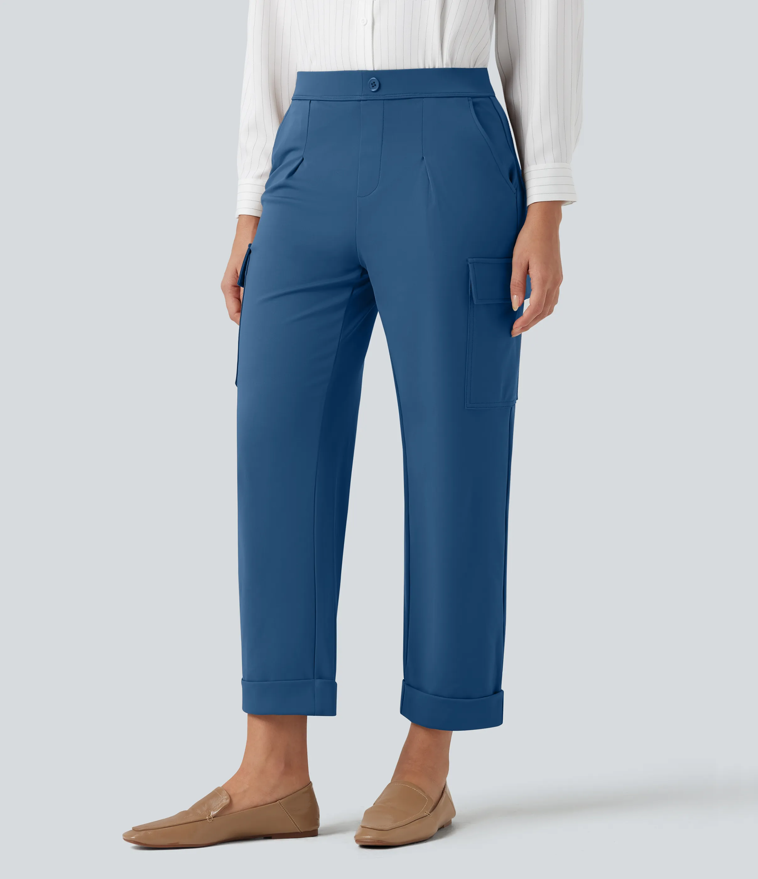 Halara Pantalones cargo rectos de oficina de tiro medio con bolsillos - Midnight Blue - XS(regular) sold by Halara product image thumbnail 4