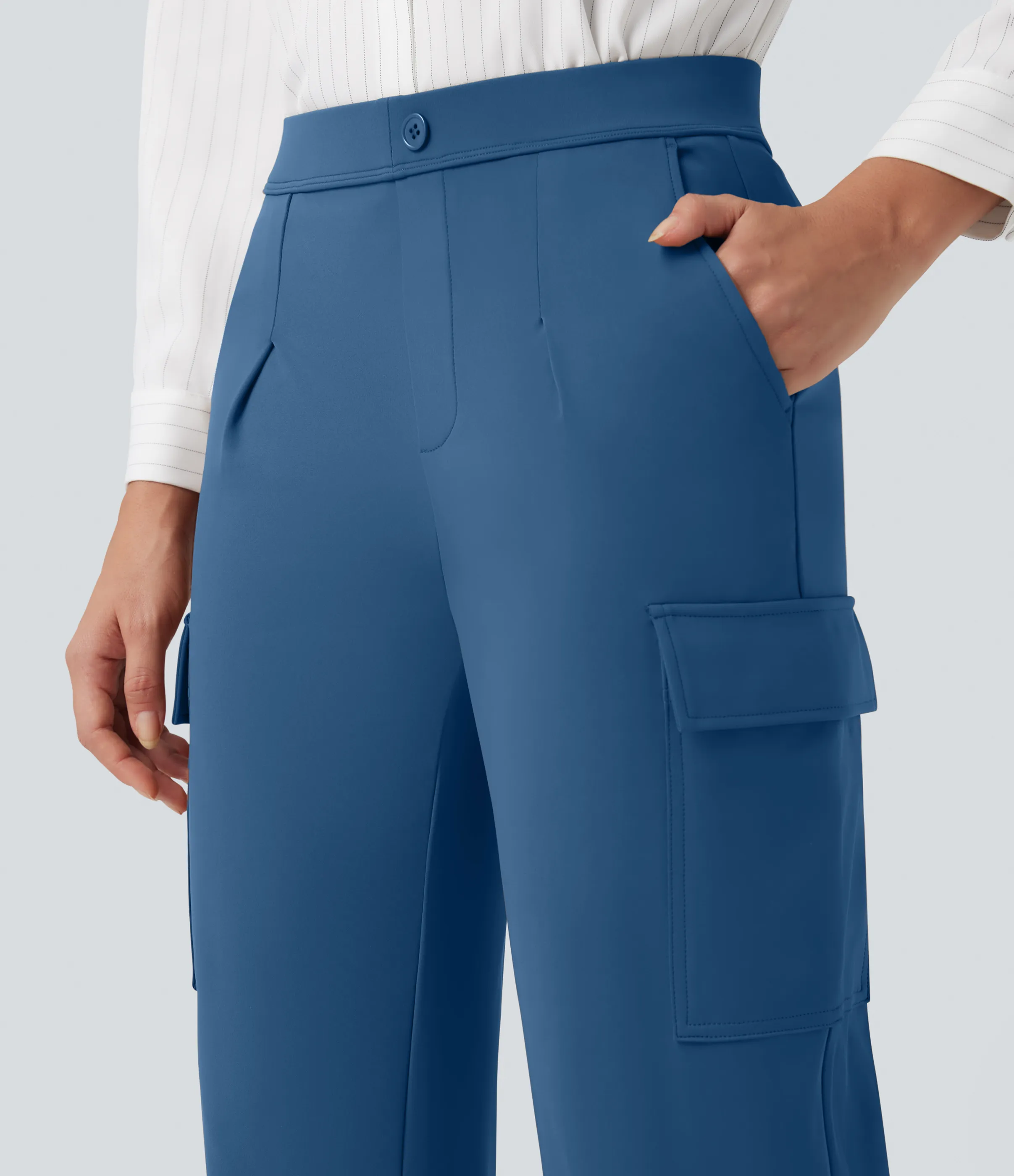 Halara Pantalones cargo rectos de oficina de tiro medio con bolsillos - Midnight Blue - XS(regular) sold by Halara product image thumbnail 5