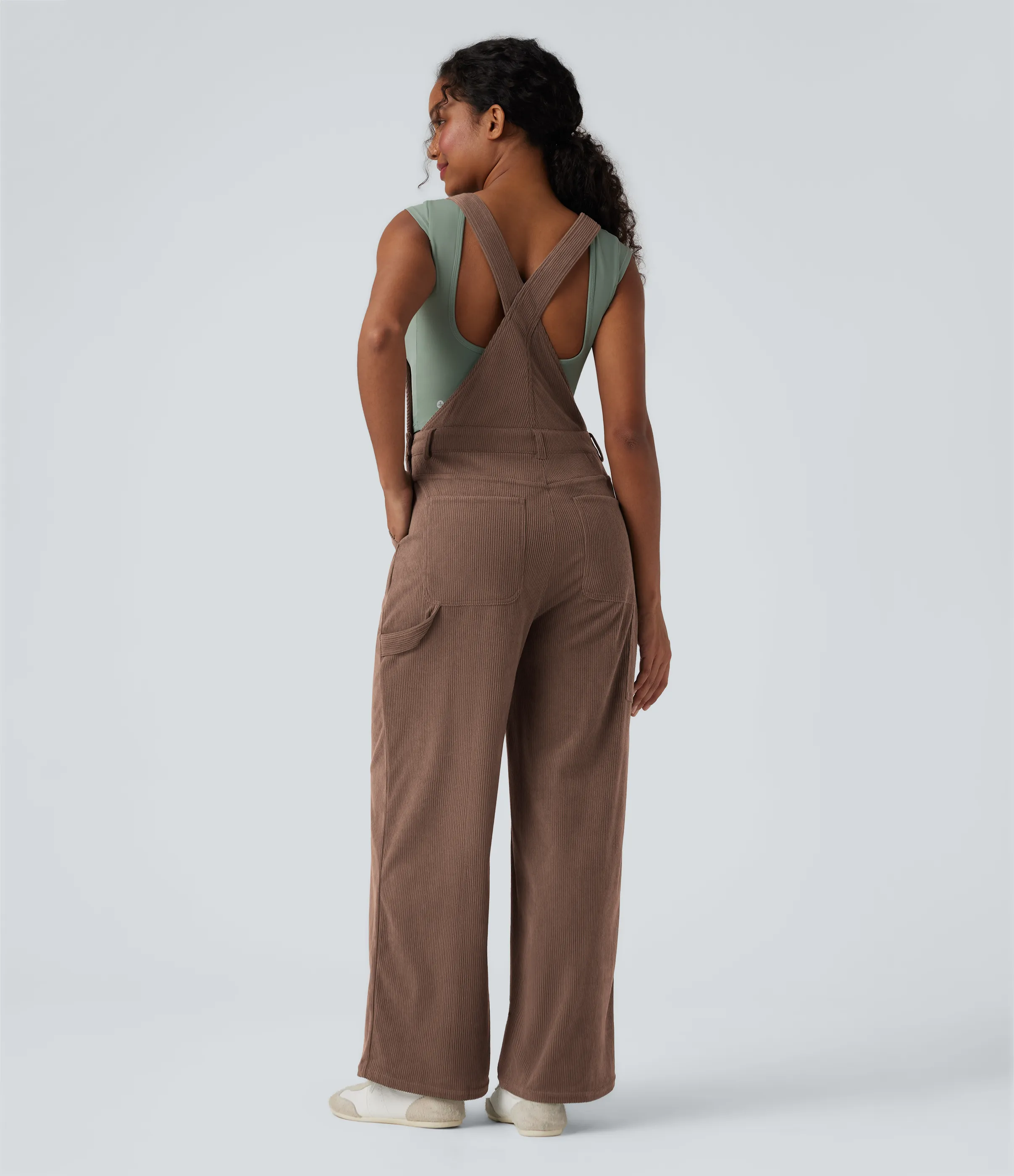 Halara Jumpsuit casual de pana con pierna recta y bolsillos - Acorn - L(regular) sold by Halara product image thumbnail 3