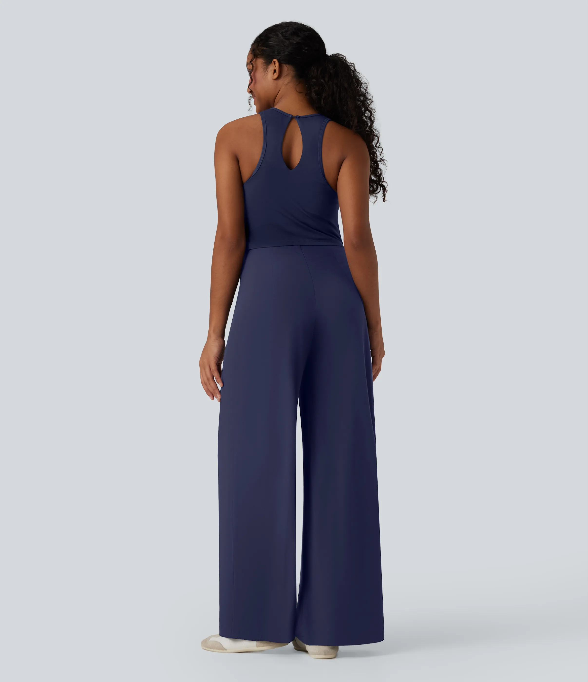 Halara Jumpsuit casual Breezeful™ sin mangas cut-out con secado rápido y bolsillos - Easy Peezy - Patriot Blue - S(regular) sold by Halara product image thumbnail 3