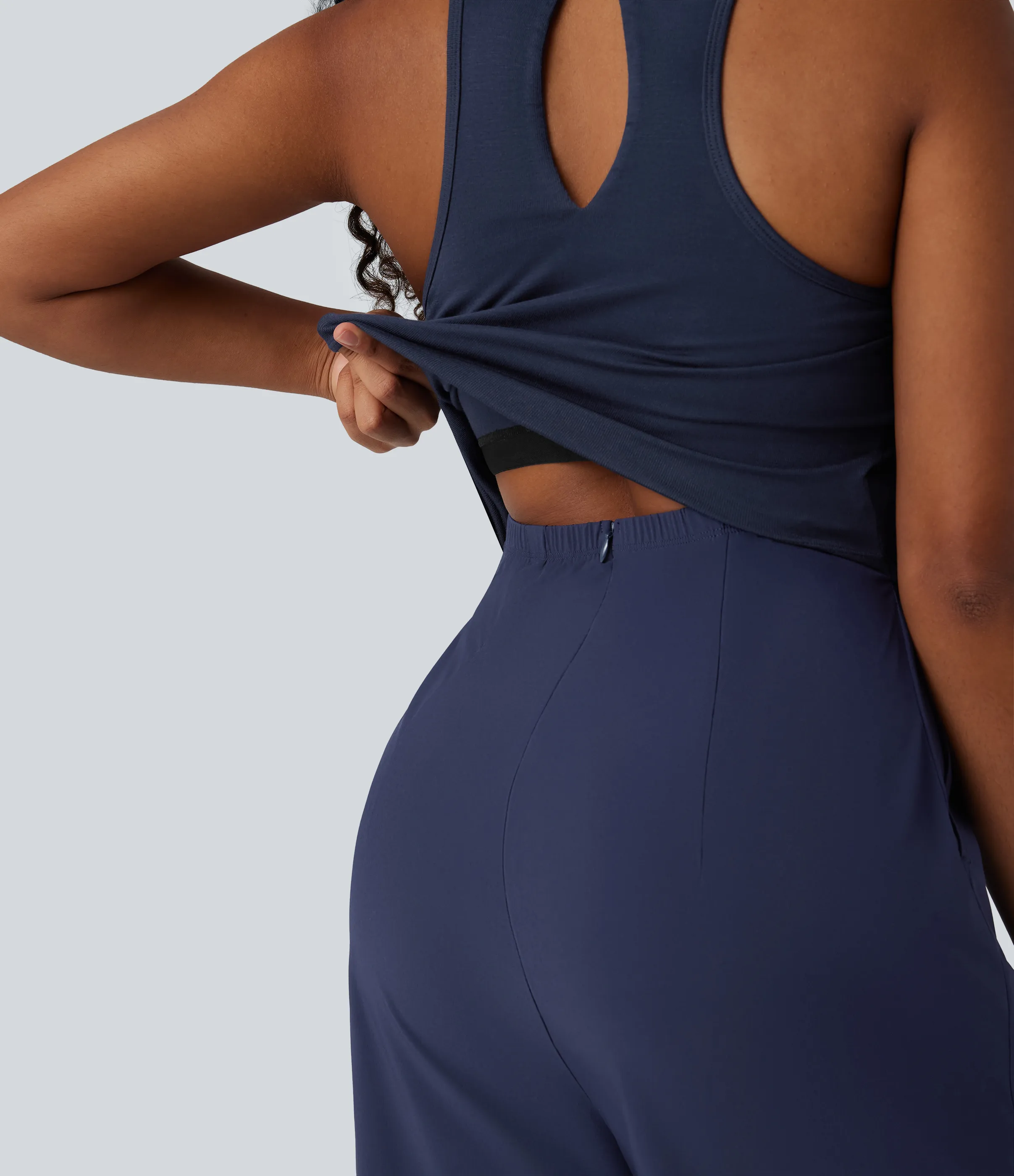 Halara Jumpsuit casual Breezeful™ sin mangas cut-out con secado rápido y bolsillos - Easy Peezy - Patriot Blue - S(regular) sold by Halara product image thumbnail 5
