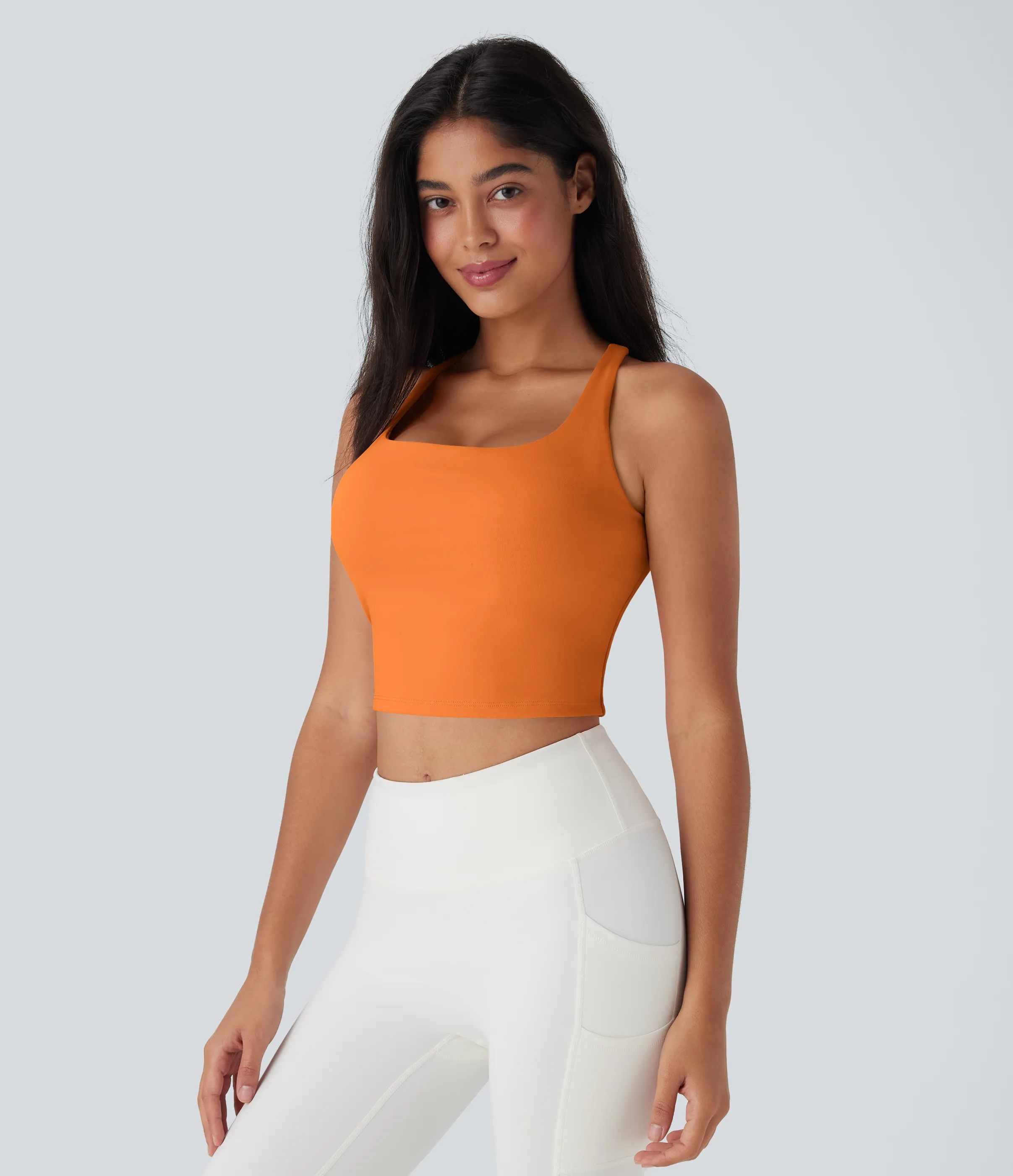 Halara Top corto de yoga en copas D-F - Sun Orange - L sold by Halara product image thumbnail 4