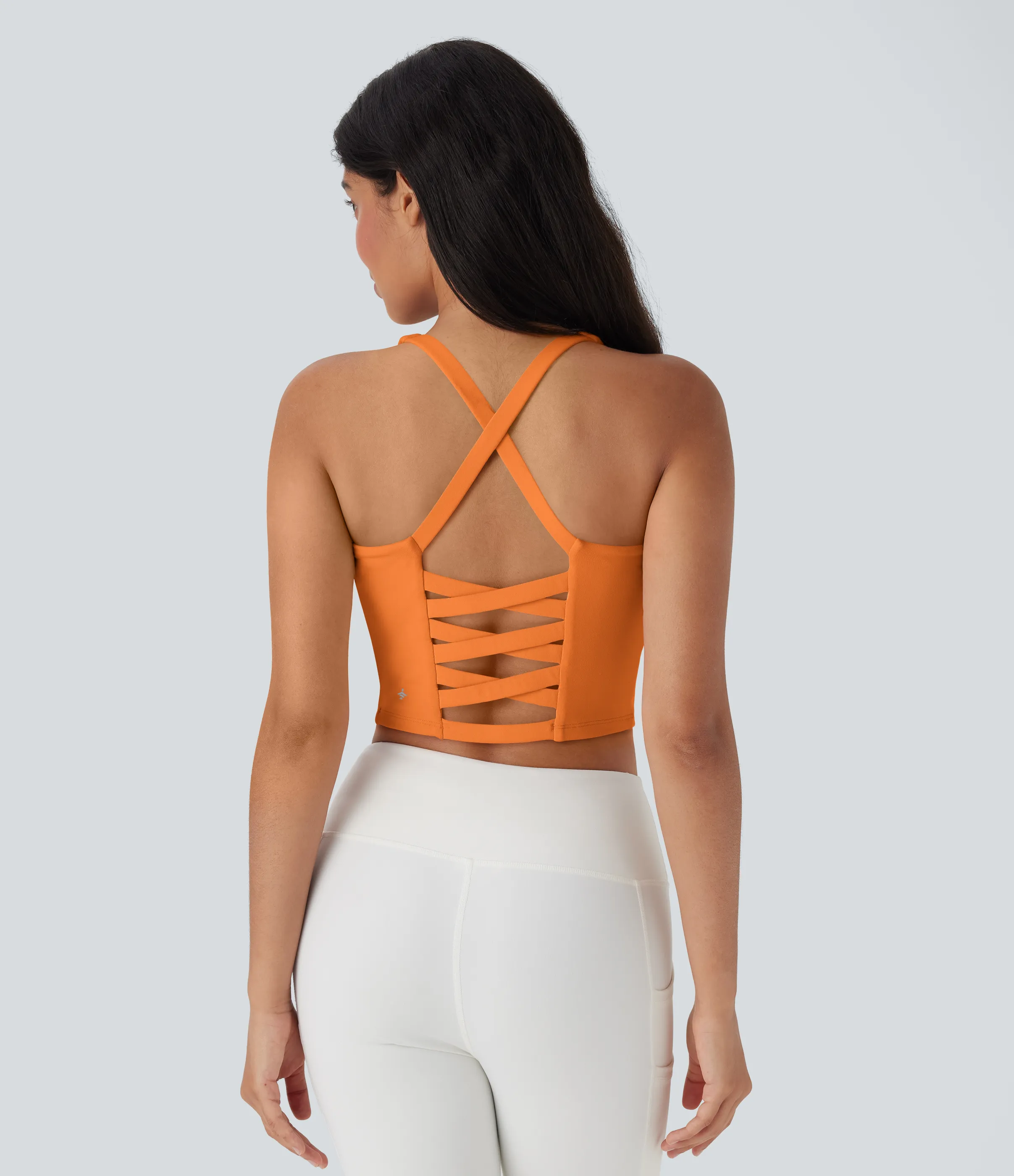Halara Top corto de yoga en copas D-F - Sun Orange - L sold by Halara product image thumbnail 5