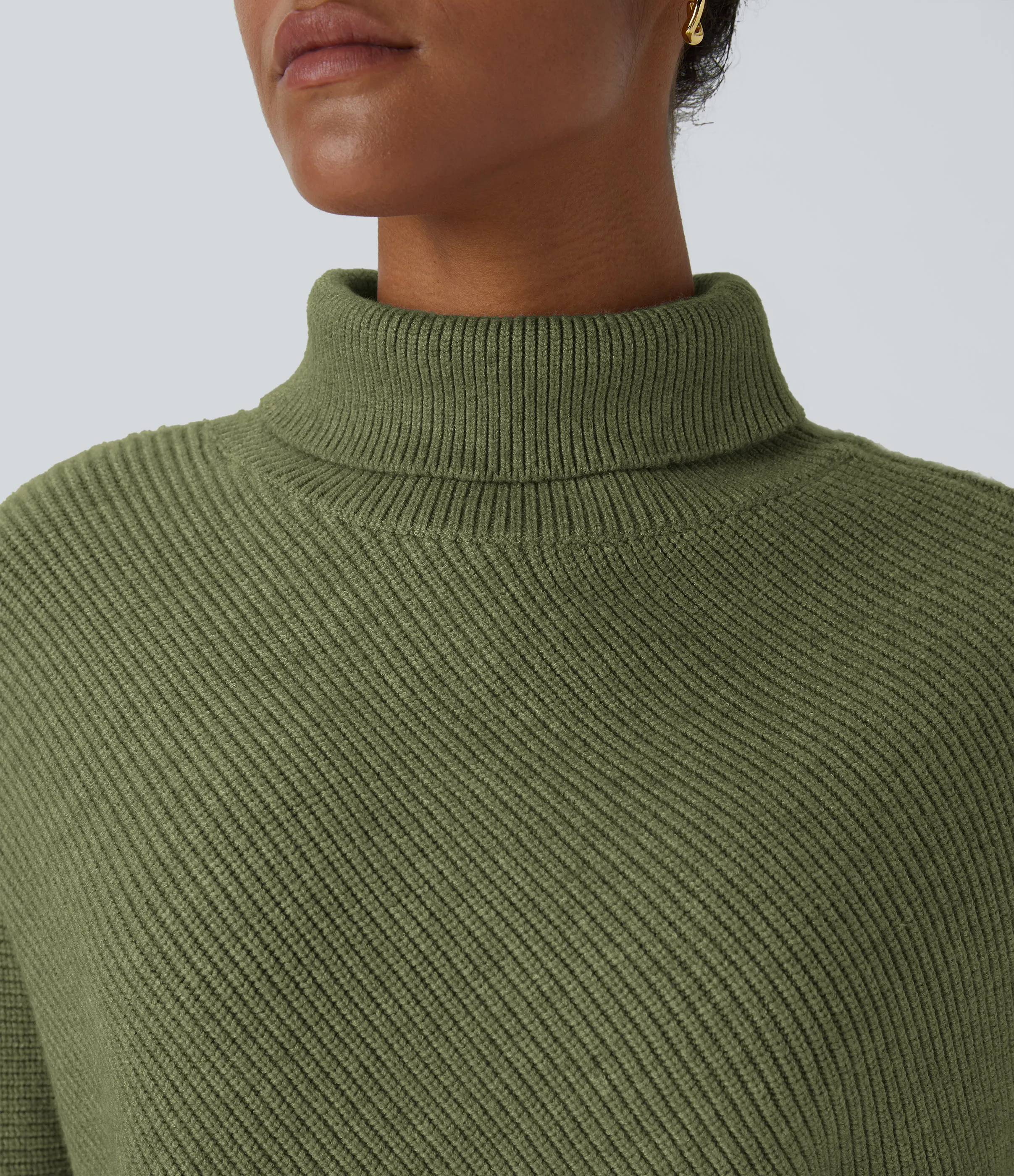 Halara Suéter oficina cuello alto manga larga dobladillo asimétrico - Deep Sage - XS sold by Halara product image thumbnail 5