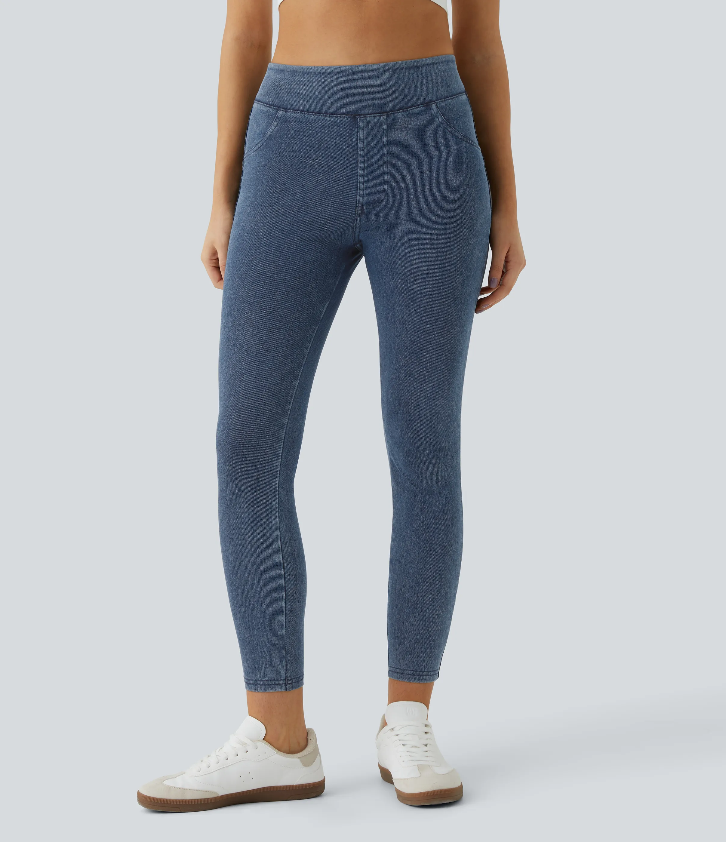 Halara Leggings Halara Flex™ Denim mezclilla elástico bolsillo lateral trasero tiro alto - Washed Denim Bleached Blue - XL(7/8) sold by Halara product image thumbnail 3