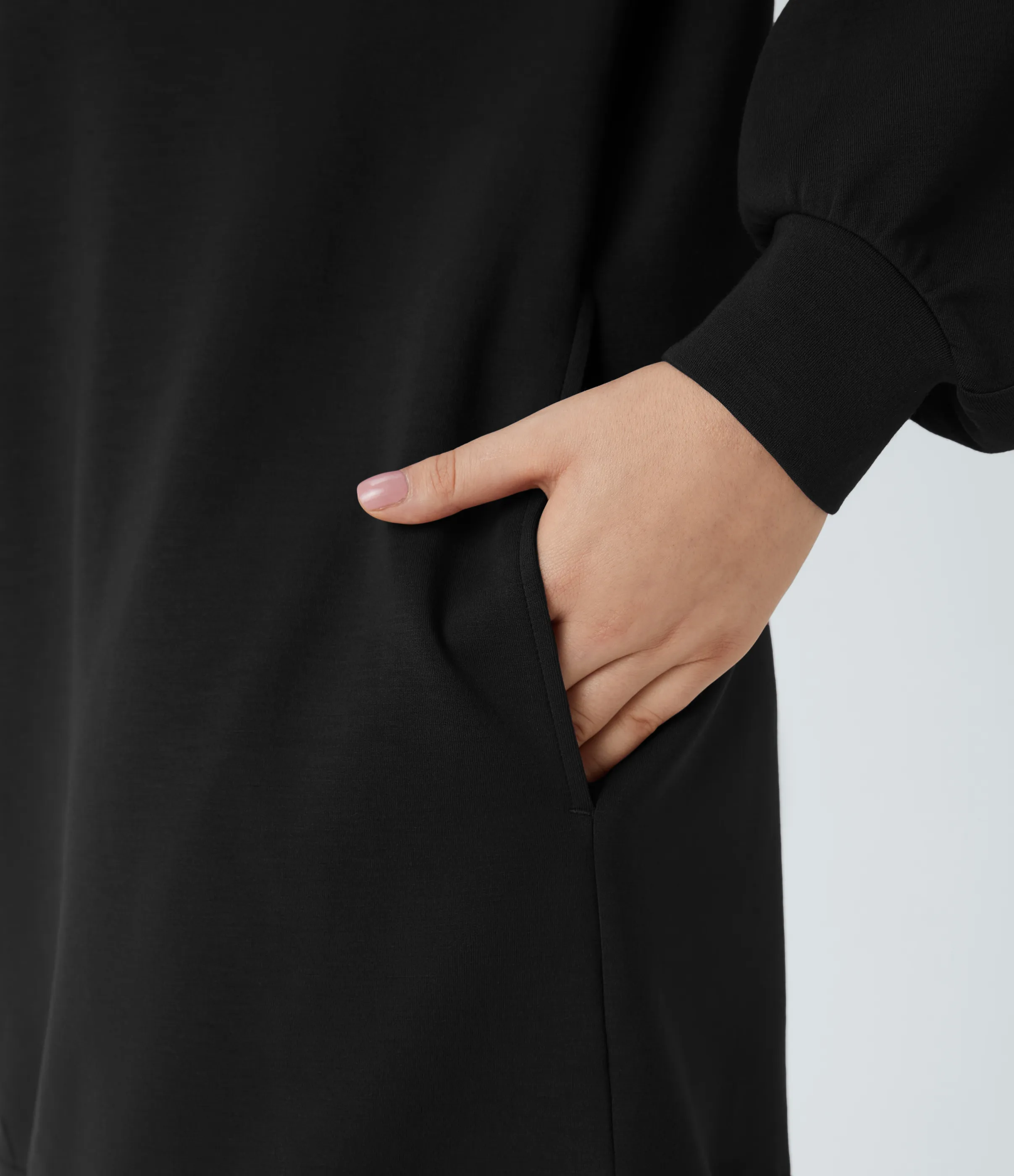 Halara Minivestido sudadera relajado cuello V manga raglán obispo - Black - XS sold by Halara product image thumbnail 5