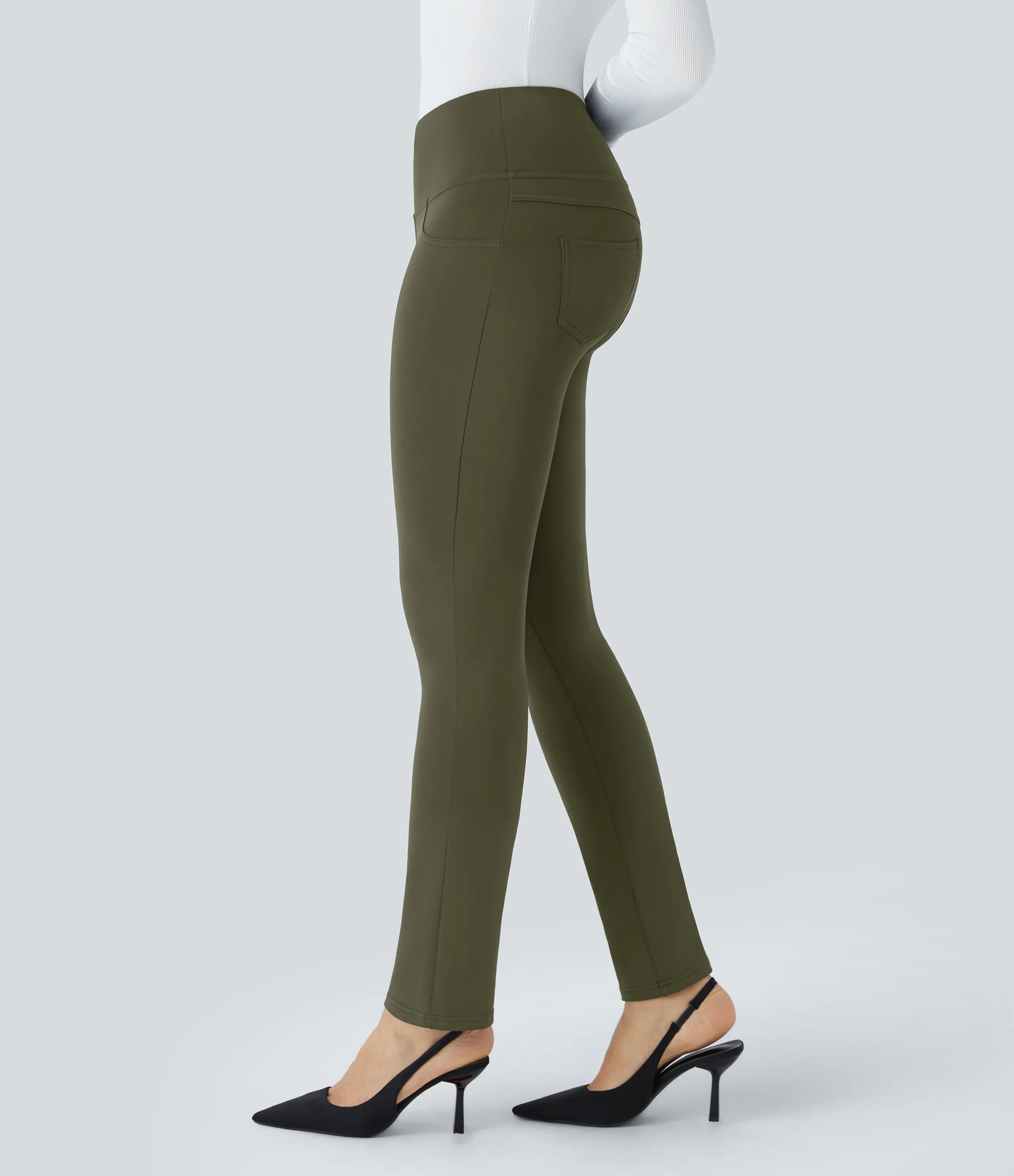 Halara Pantalón oficina cónico bolsillo trasero tiro alto - Forest Night - XS(regular) sold by Halara product image thumbnail 2