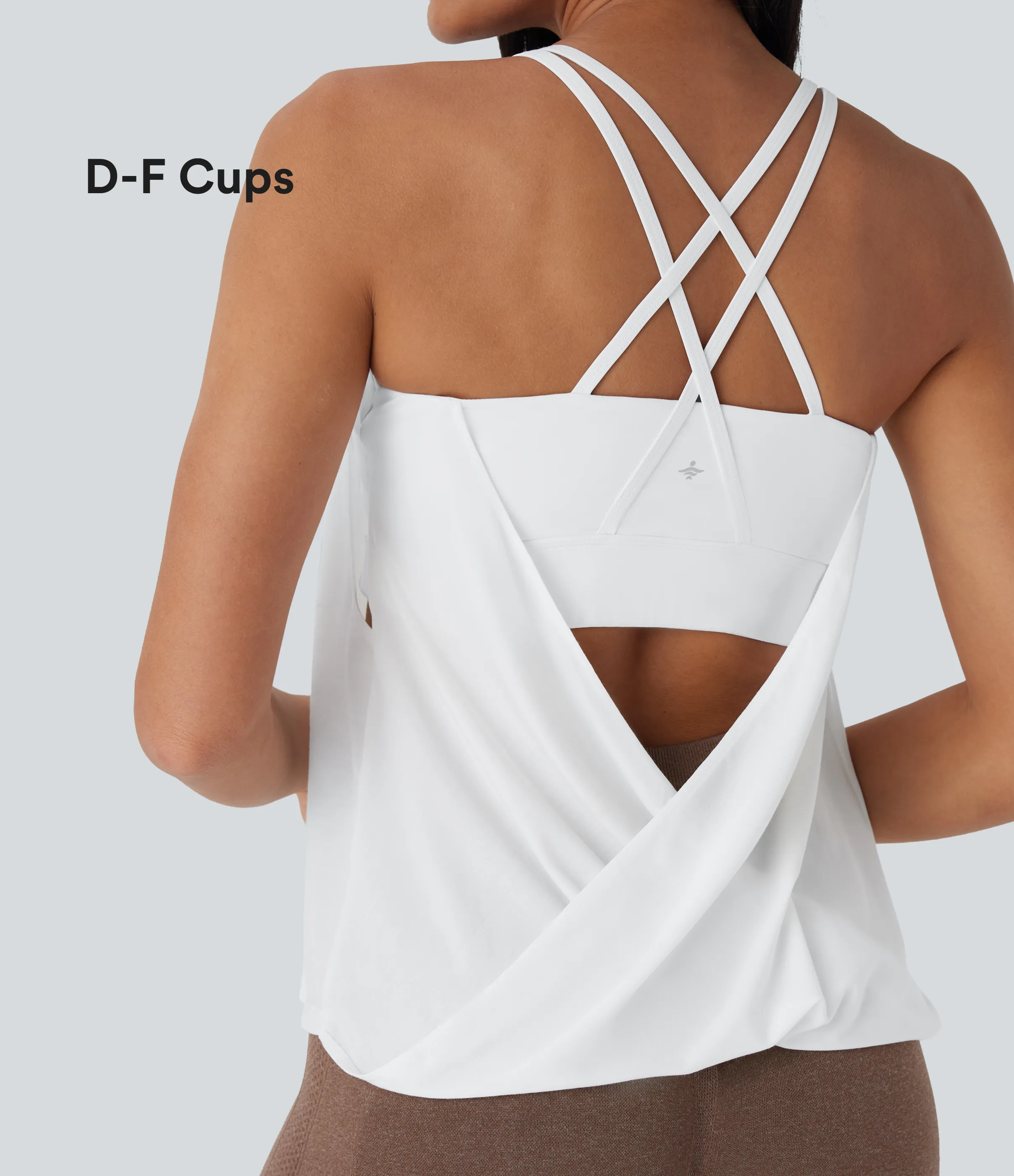 Halara Top camisero de yoga plisado con tirantes dobles y secado rápido en copas D-F - White - M sold by Halara