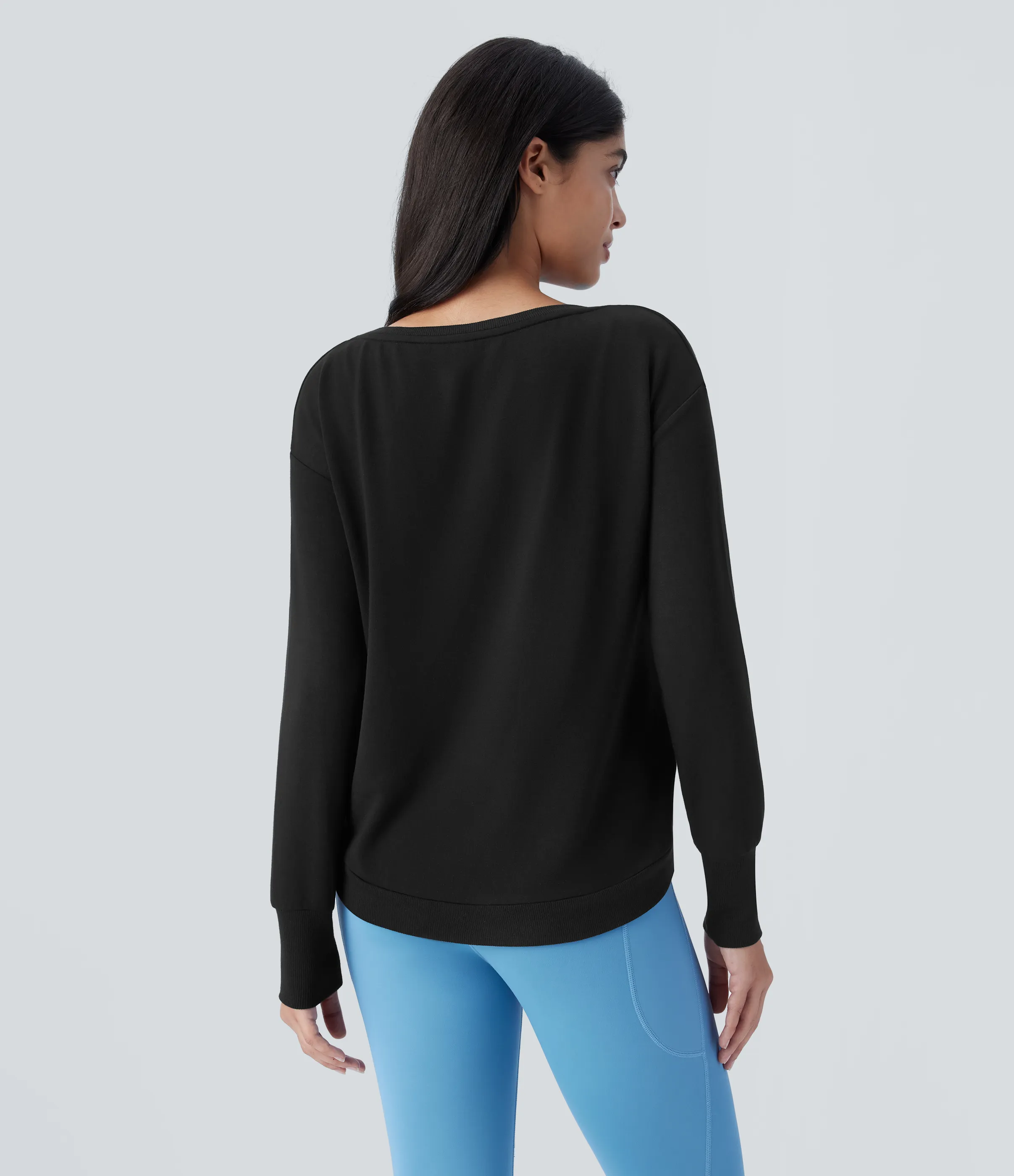 Halara Top deportivo yoga polar dobladillo curvo manga larga cuello barco - Black - XS sold by Halara product image thumbnail 3