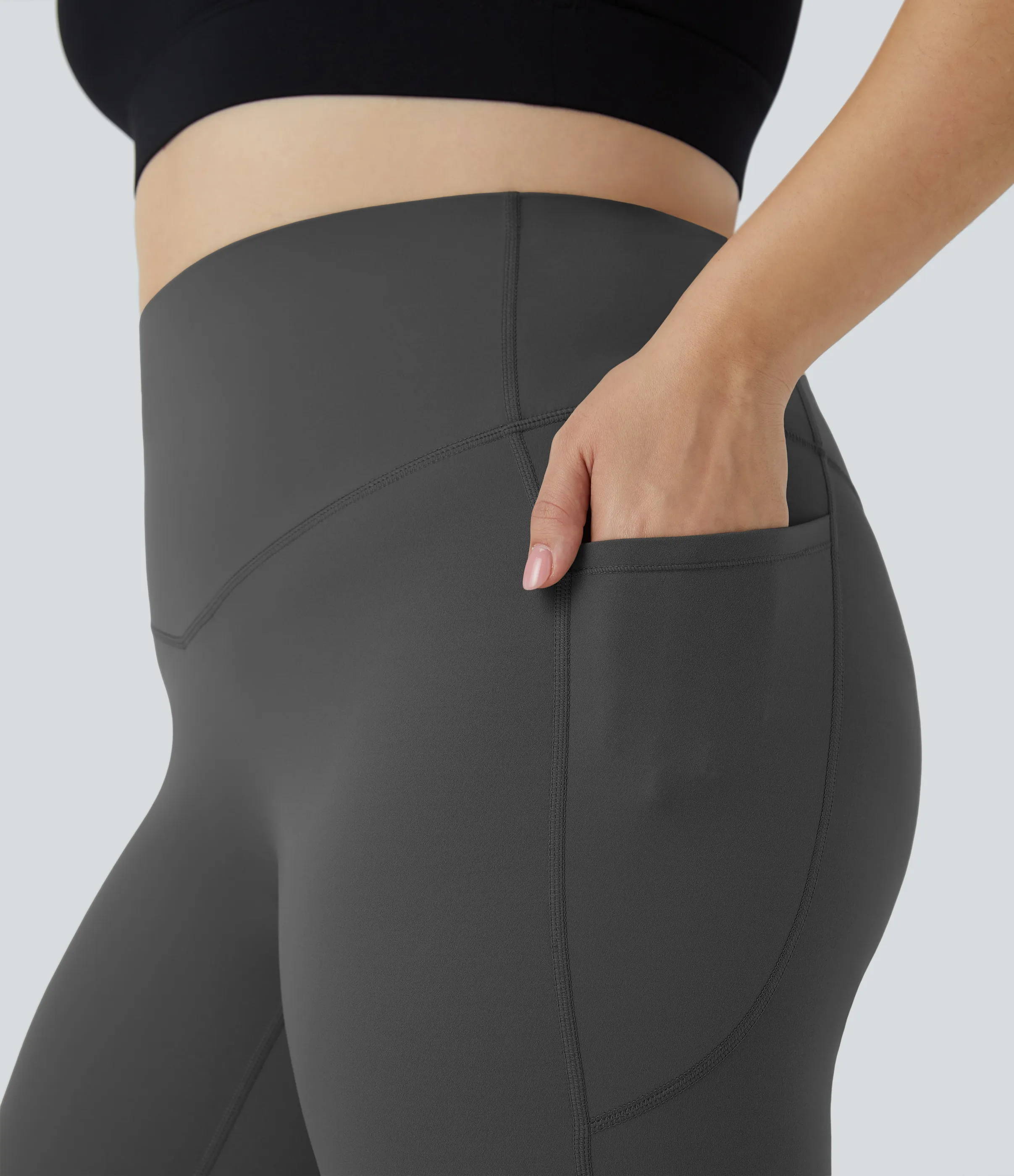 Halara Leggings SoCinched talla grande entrenamiento bolsillo lateral moldeador abdomen tiro alto - Volcanic Ash - 3X(7/8) sold by Halara product image thumbnail 5