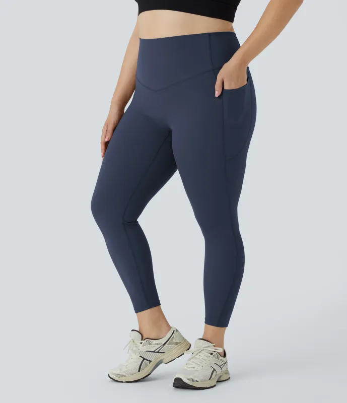 Halara Leggings SoCinched talla grande entrenamiento bolsillo lateral moldeador abdomen tiro alto - Mood Indigo - 2X(full_length) sold by Halara