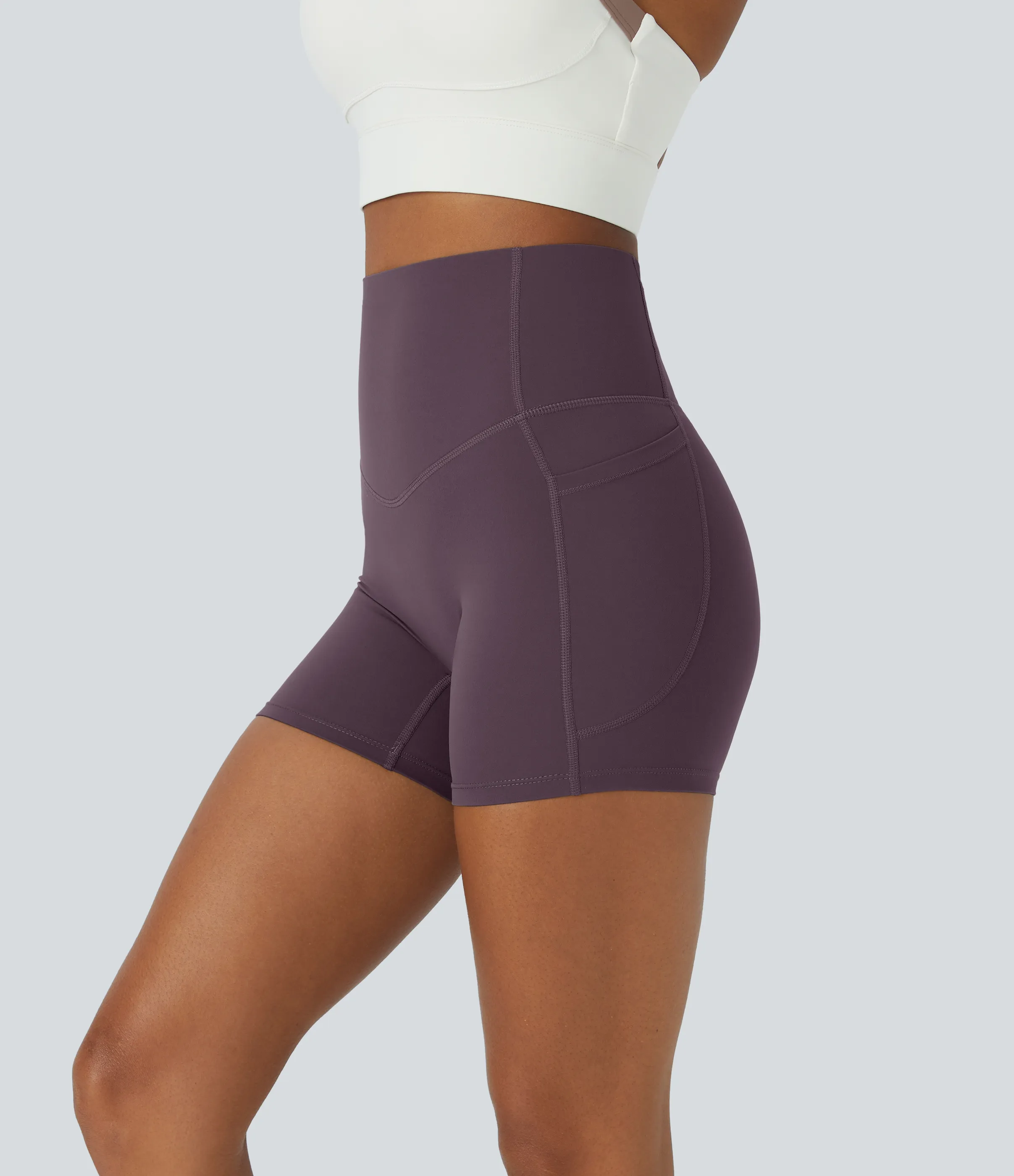 Halara Shorts de ciclista UltraSculpt™ moldeadores de abdomen de tiro alto y bolsillos laterales 12.5cm - Night's Purple - XL sold by Halara product image thumbnail 2