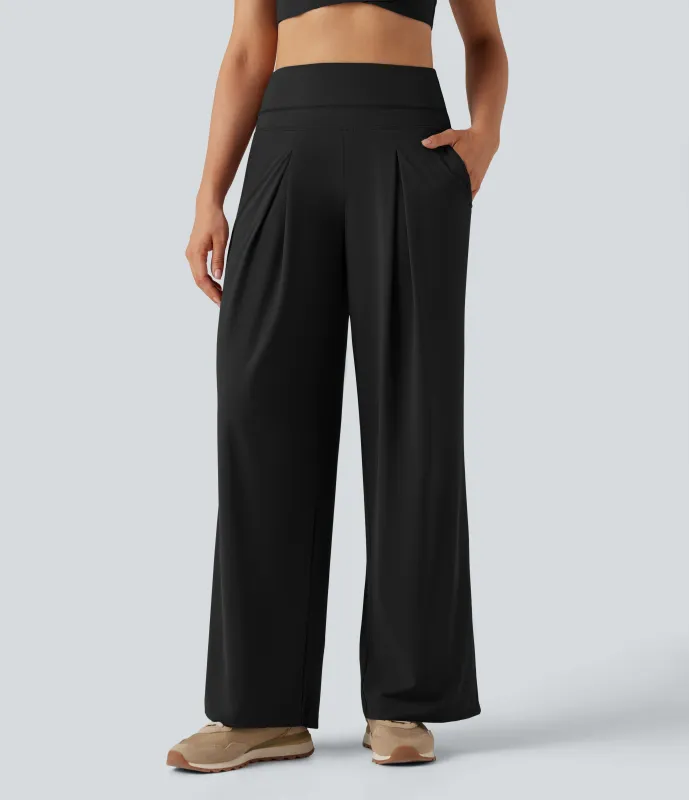 Halara Pantalones de yoga anchos Halara UltraSculpt™ de tiro alto con bolsillos  - Black - L(regular) sold by Halara