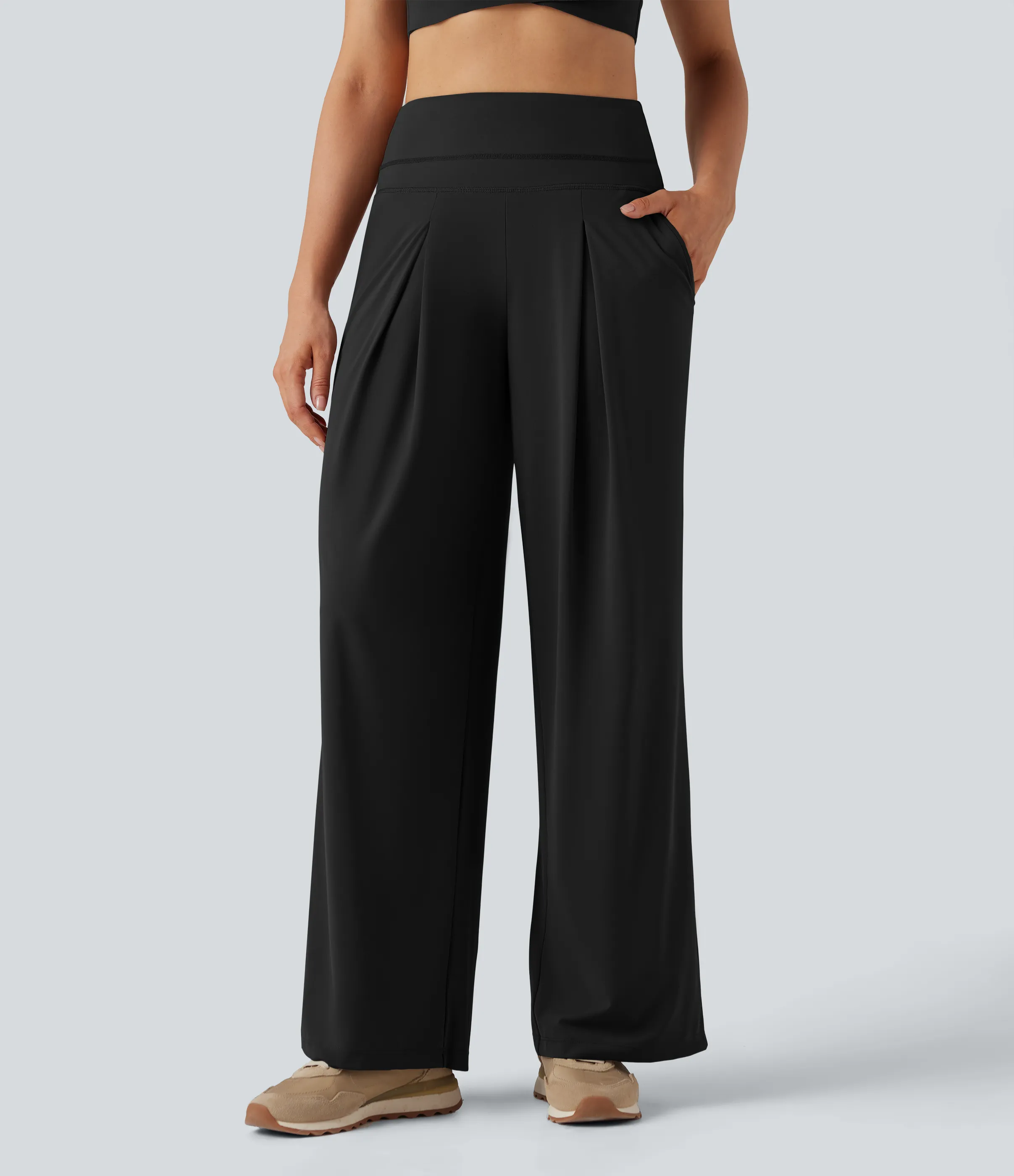 Halara Pantalones de yoga anchos Halara UltraSculpt™ de tiro alto con bolsillos - Black - L(regular) sold by Halara product image thumbnail 2