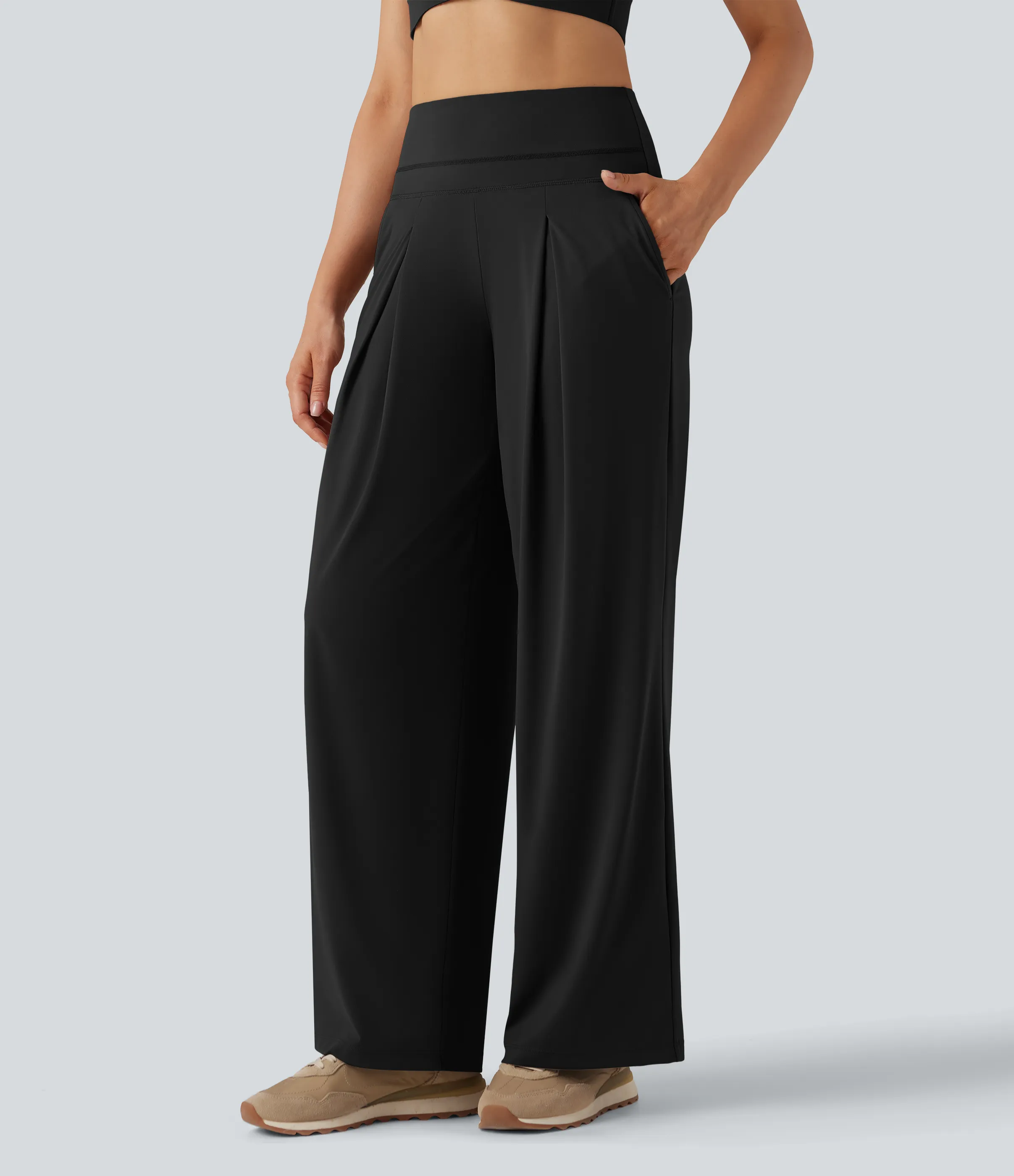 Halara Pantalones de yoga anchos Halara UltraSculpt™ de tiro alto con bolsillos - Black - L(regular) sold by Halara product image thumbnail 4